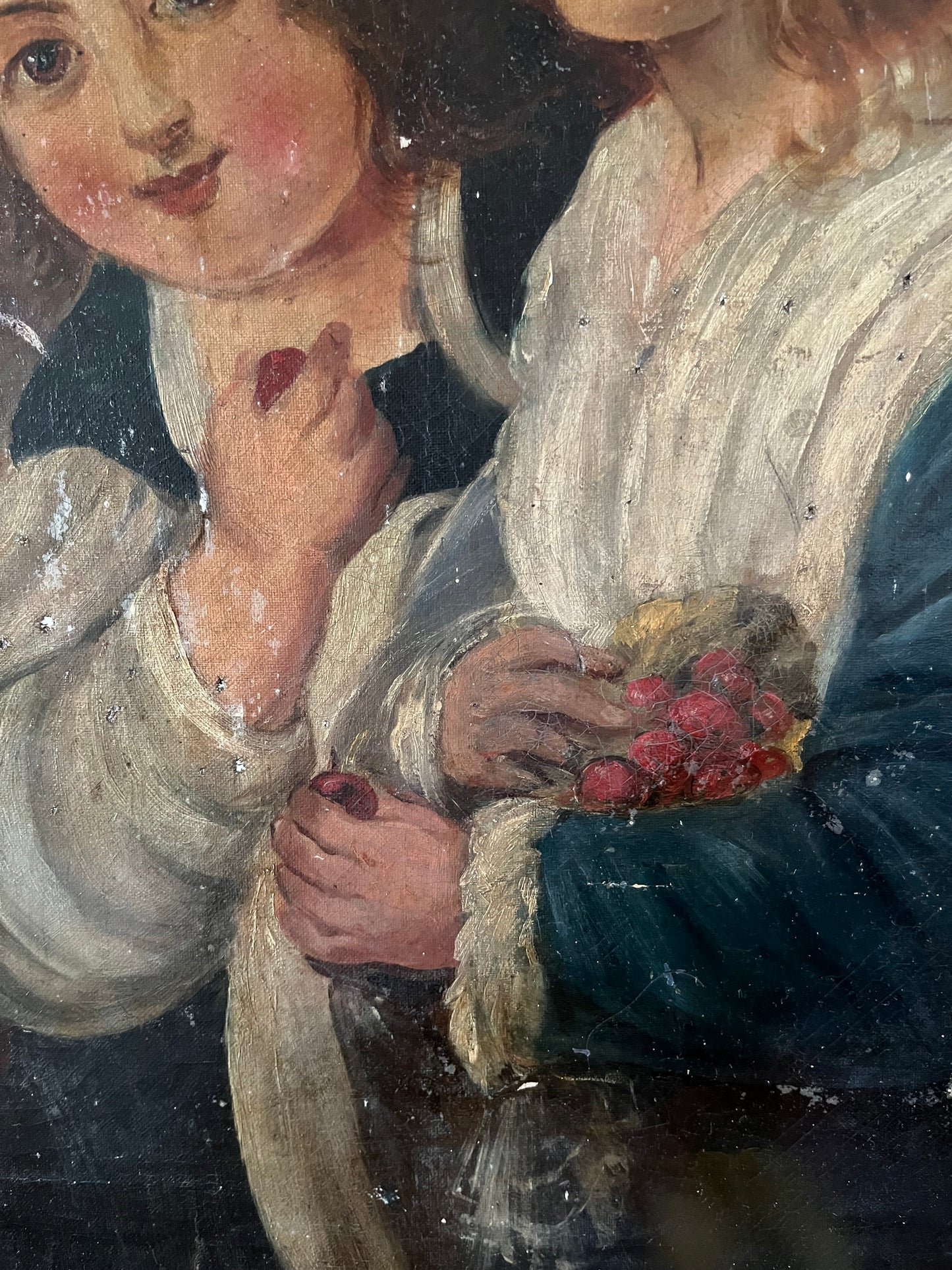 19th century portrait of 2 females, oil on canvas.