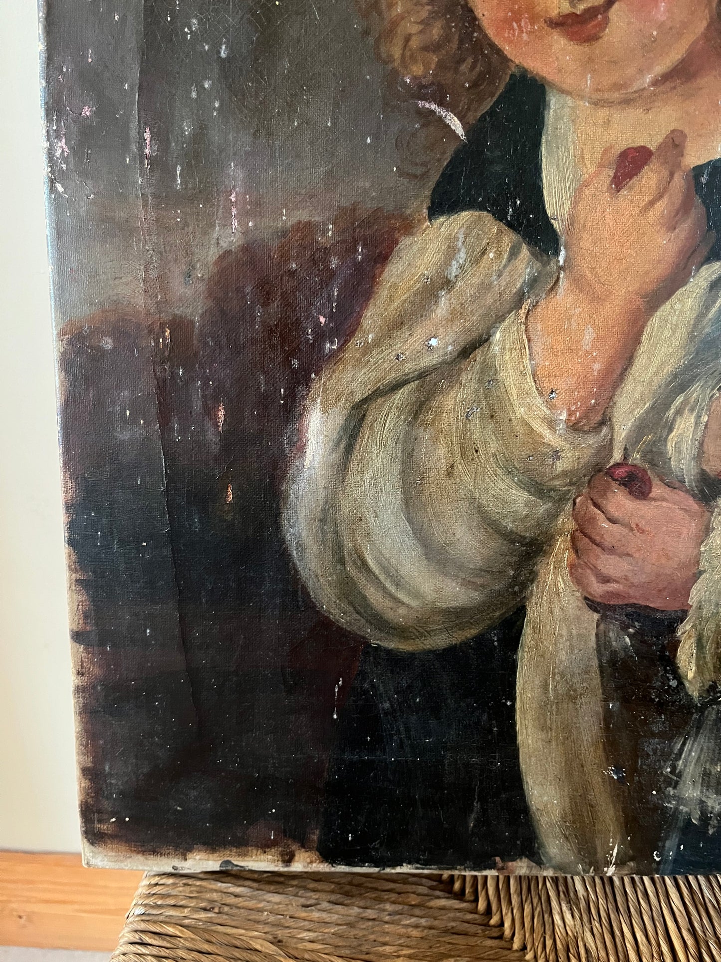 19th century portrait of 2 females, oil on canvas.