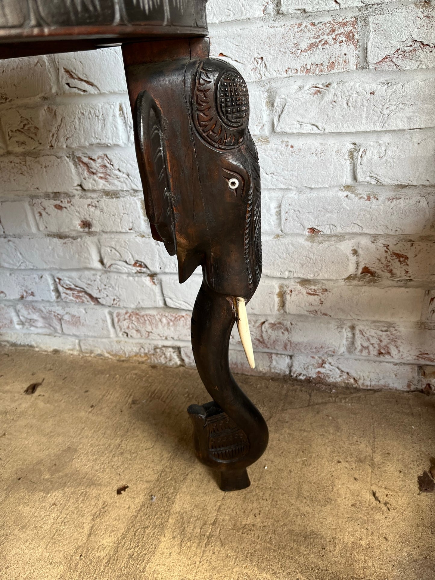 Carved Indian elephant table.