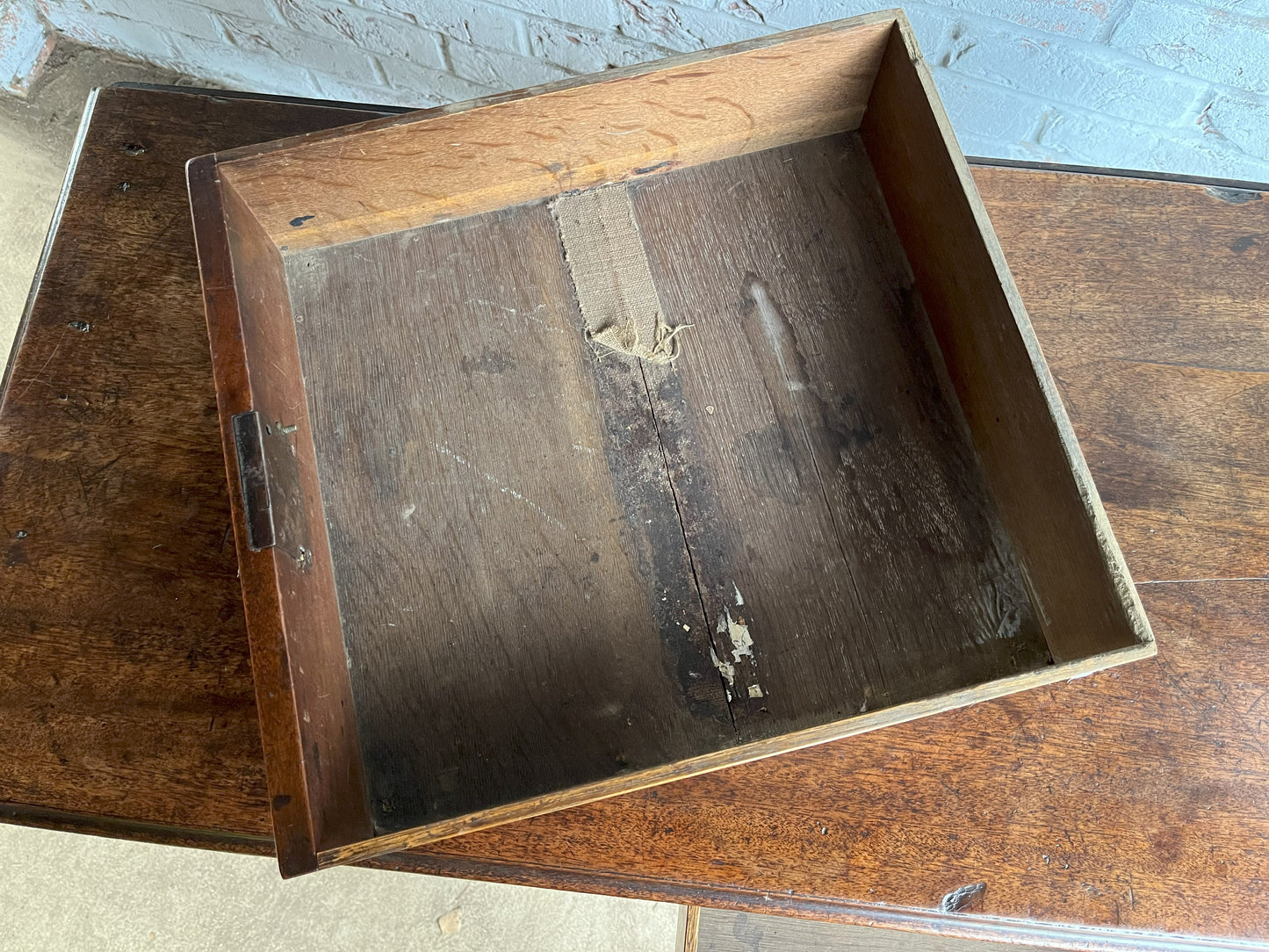 18th century mahogany side or bedroom table with drop leaf.