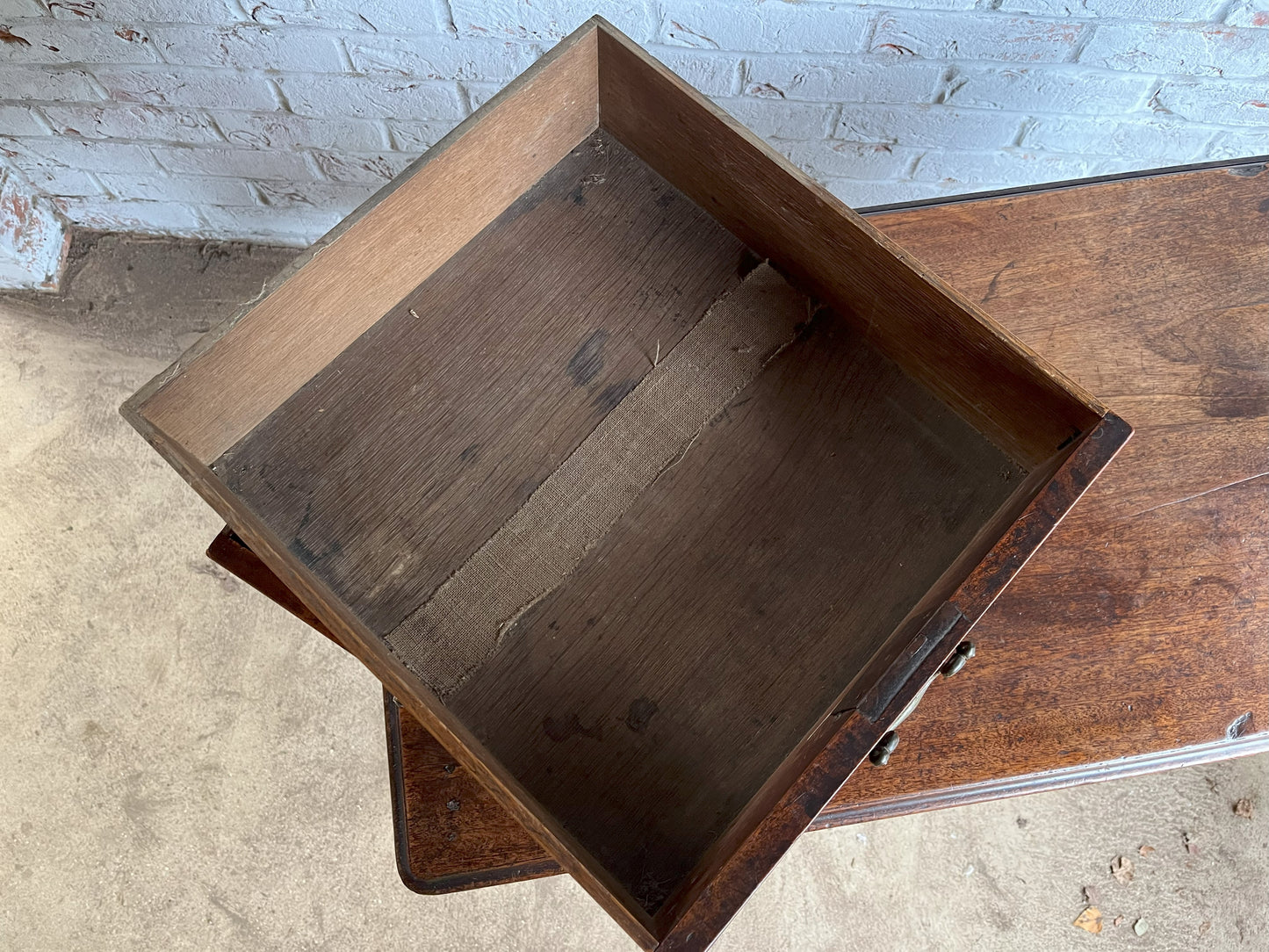 18th century mahogany side or bedroom table with drop leaf.