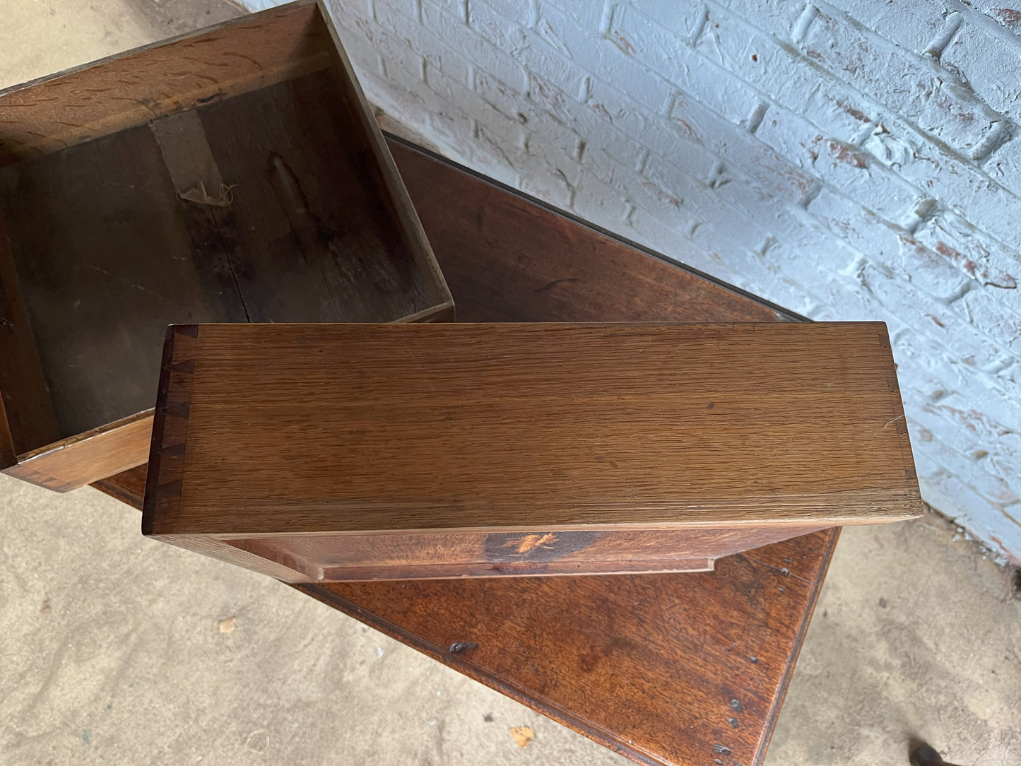 18th century mahogany side or bedroom table with drop leaf.