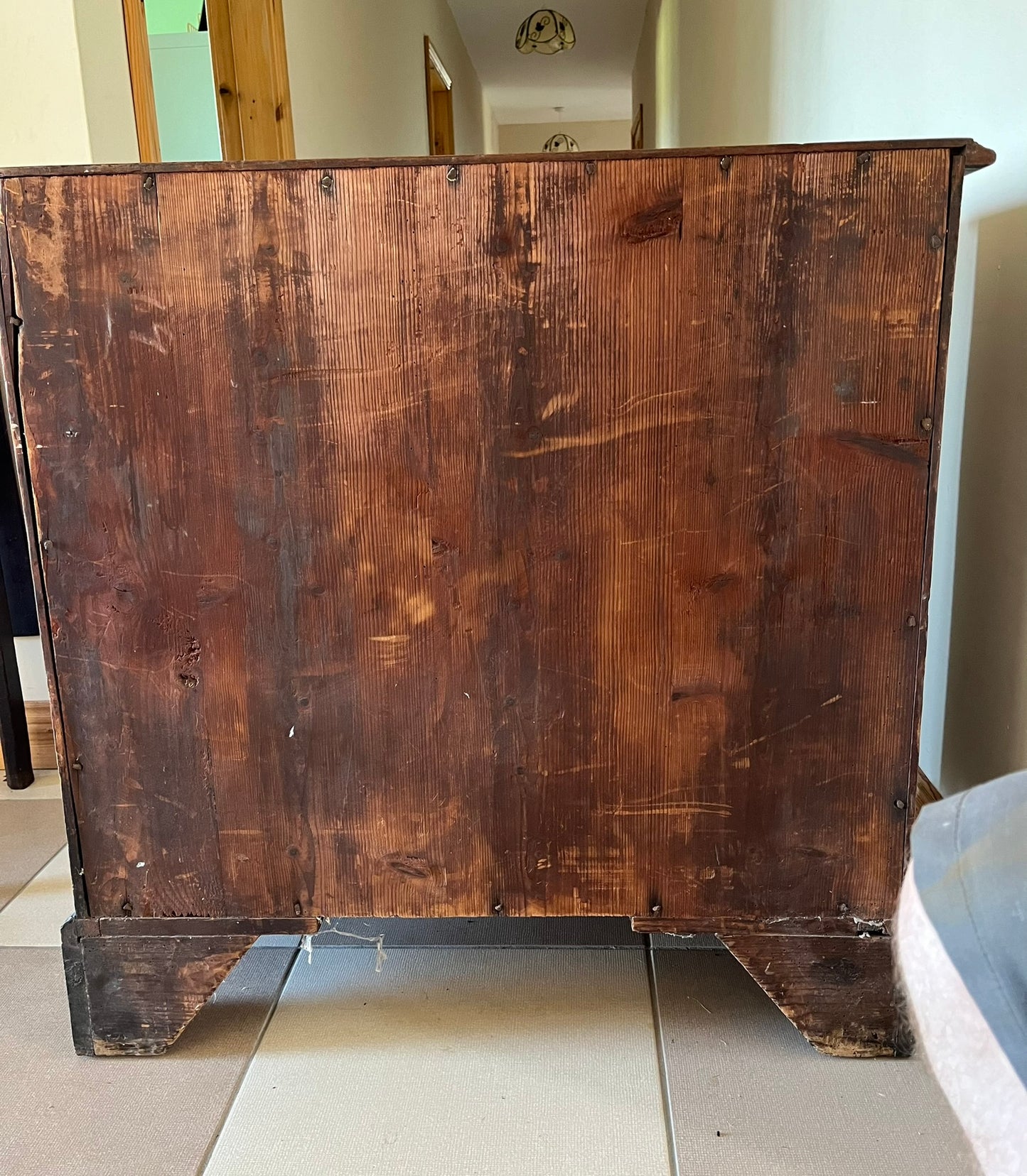 Untouched 18th century mahogany chest of drawers.