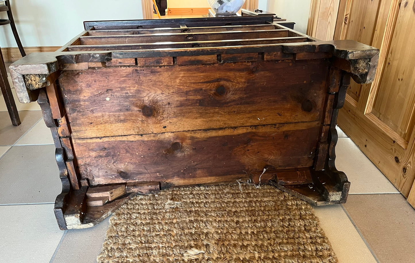 Untouched 18th century mahogany chest of drawers.