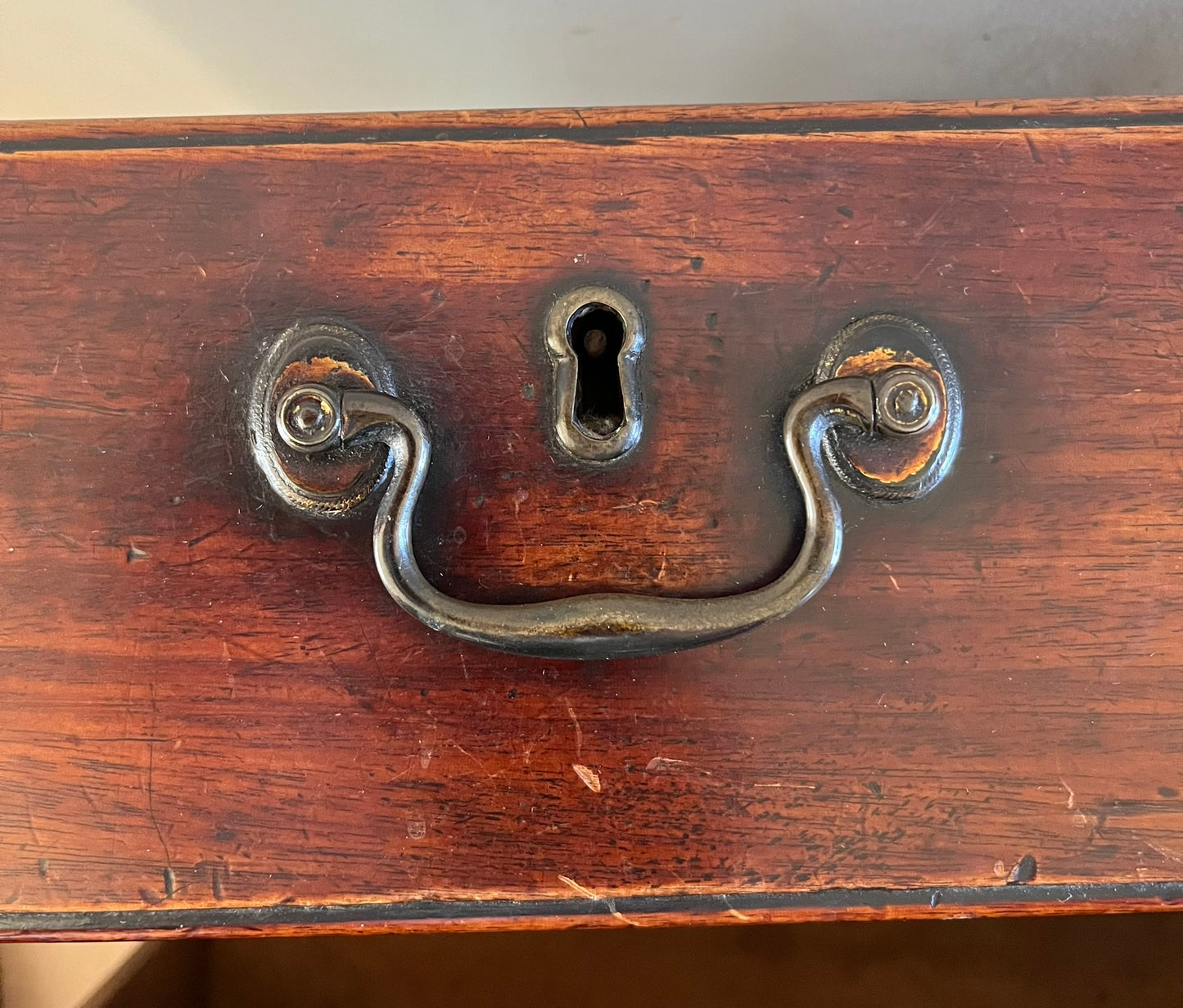 Untouched 18th century mahogany chest of drawers.