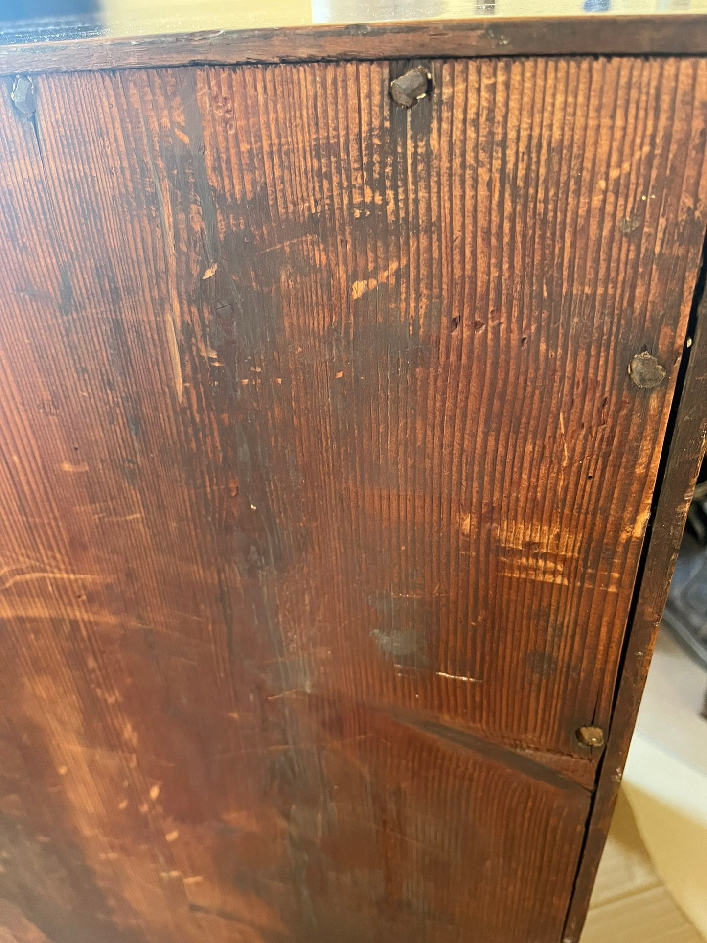 Untouched 18th century mahogany chest of drawers.