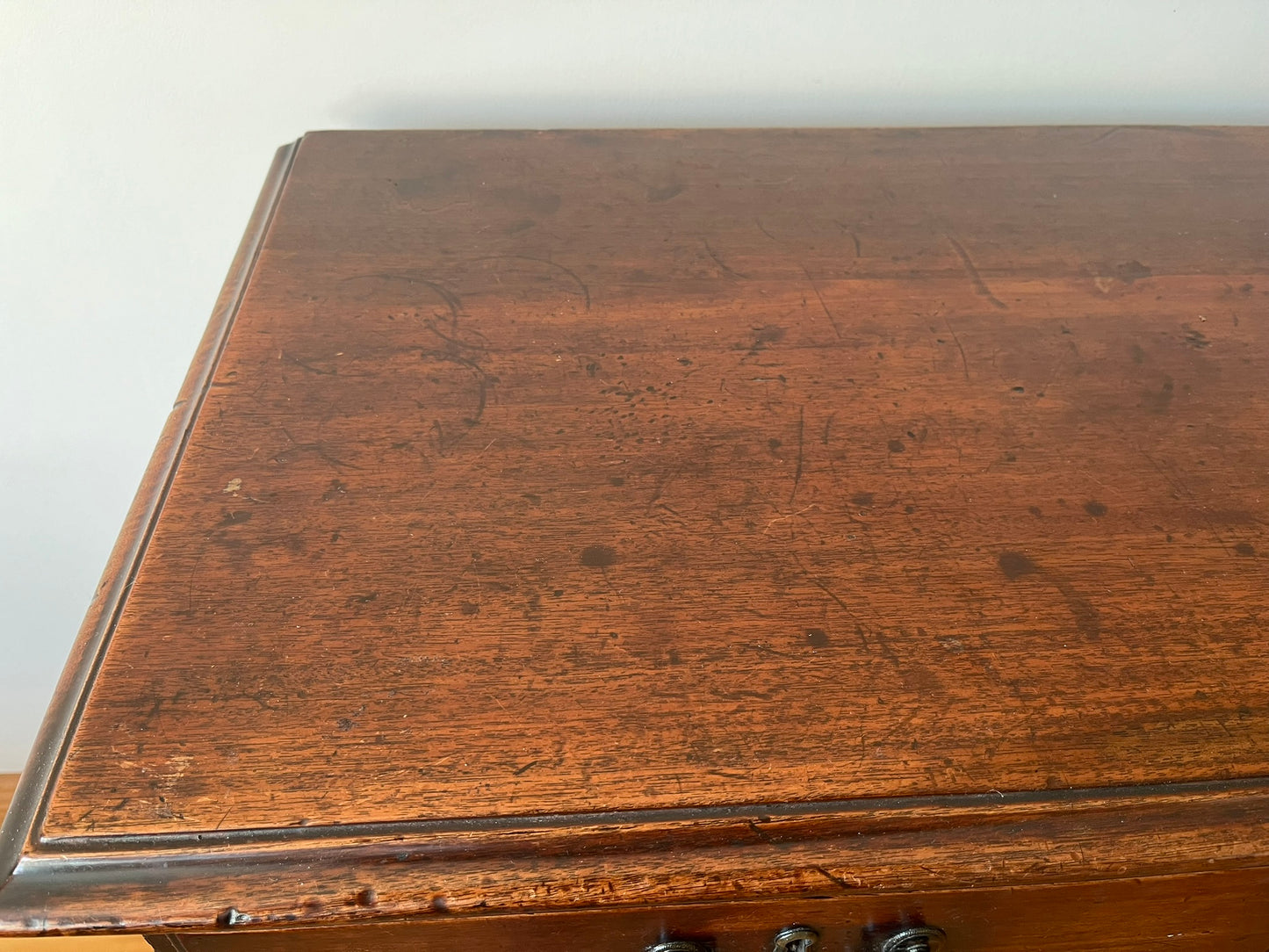 Untouched 18th century mahogany chest of drawers.