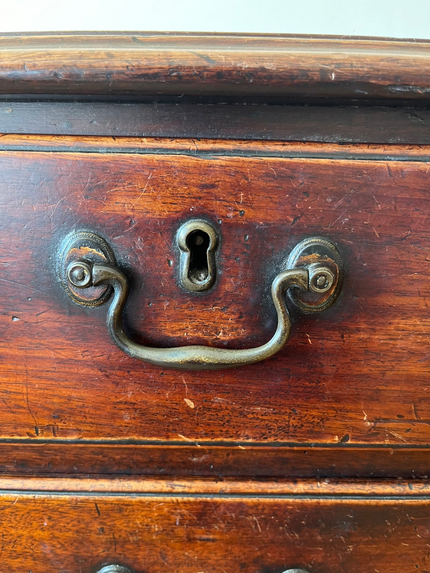 Untouched 18th century mahogany chest of drawers.