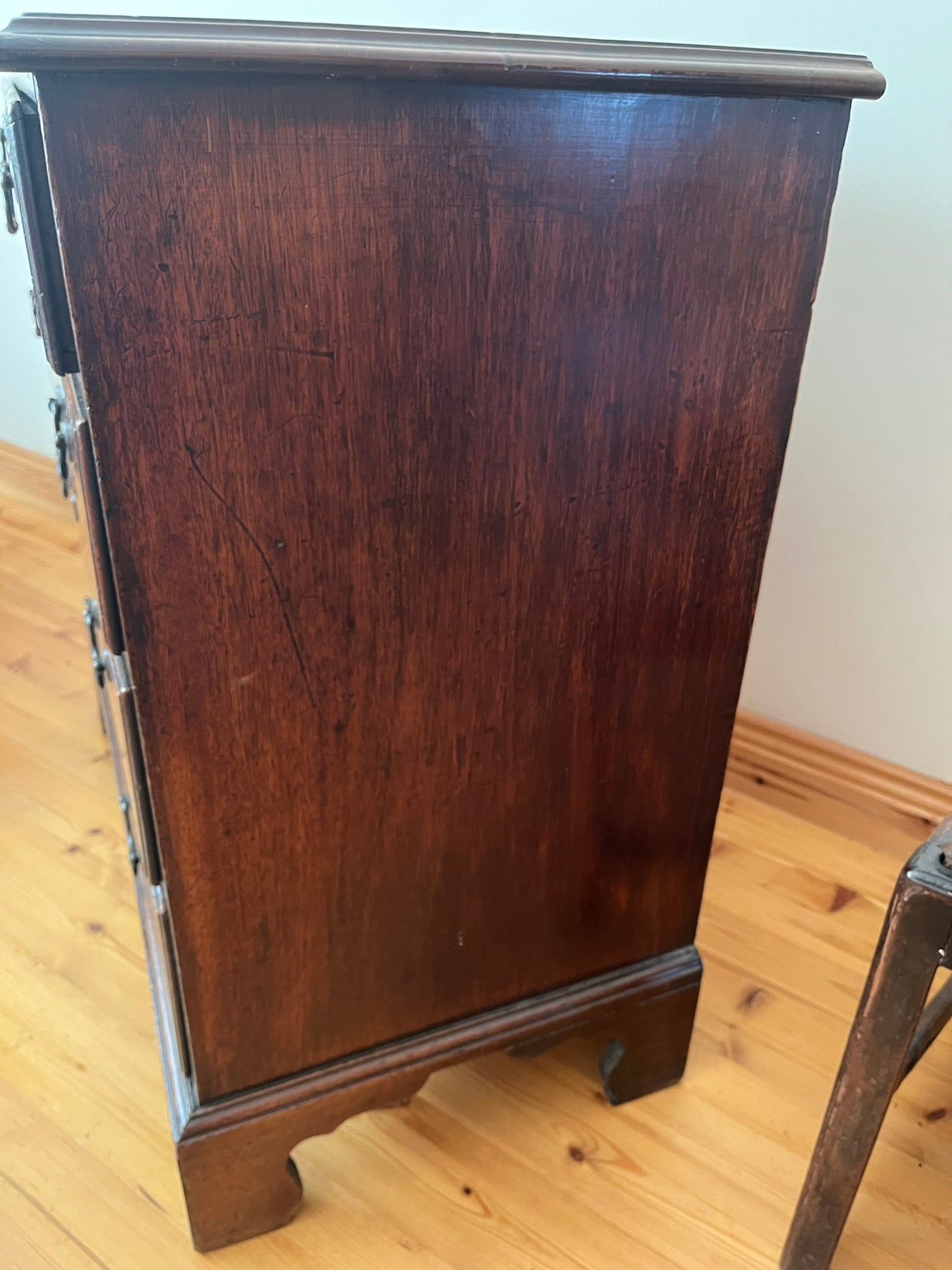 Untouched 18th century mahogany chest of drawers.