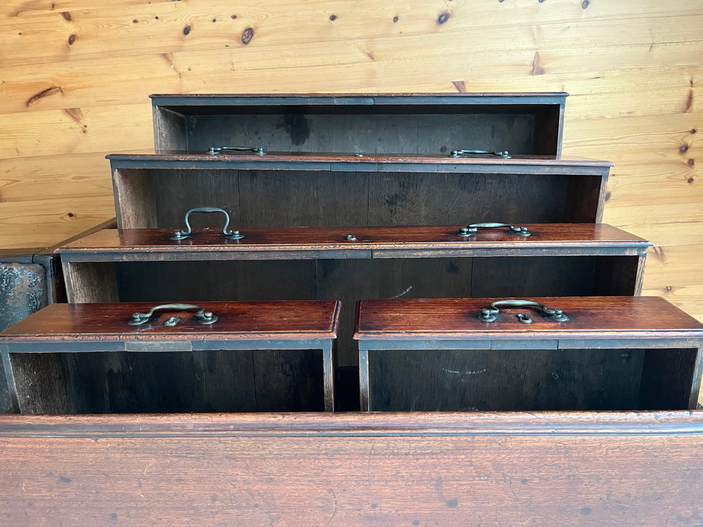 Untouched 18th century mahogany chest of drawers.