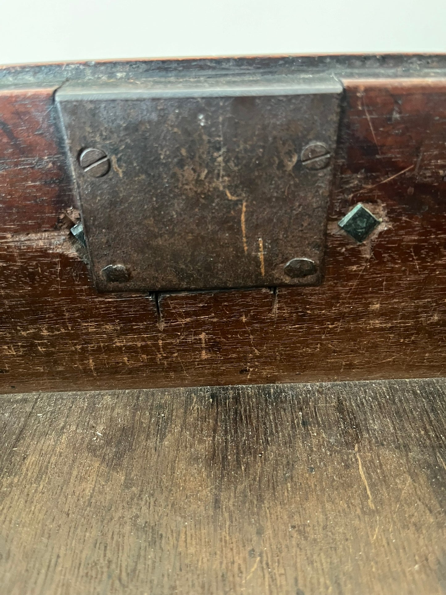 Untouched 18th century mahogany chest of drawers.