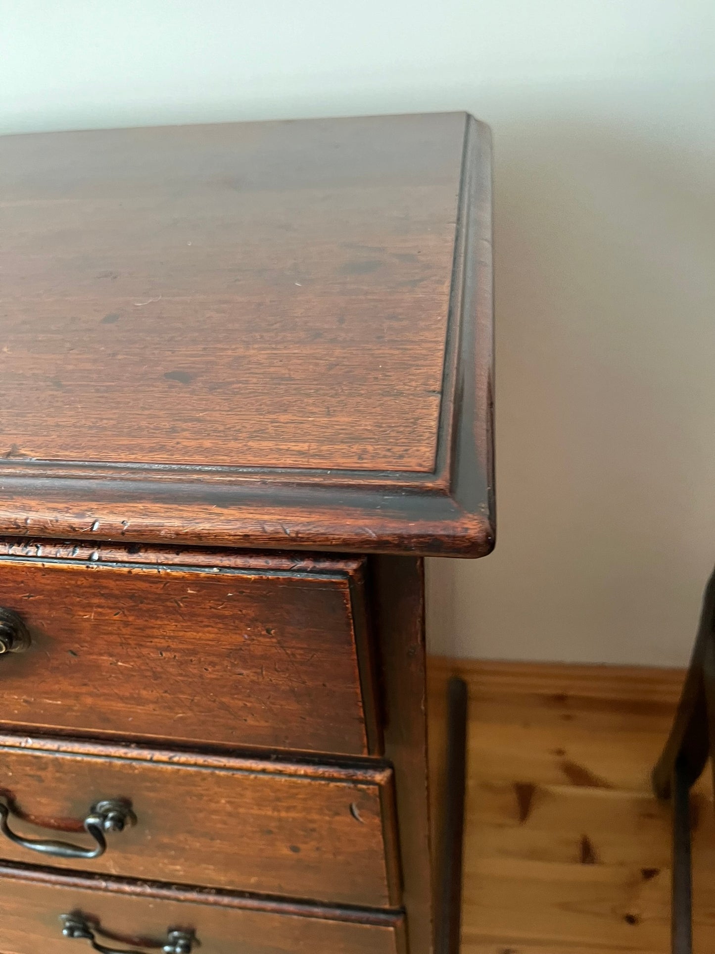 Untouched 18th century mahogany chest of drawers.