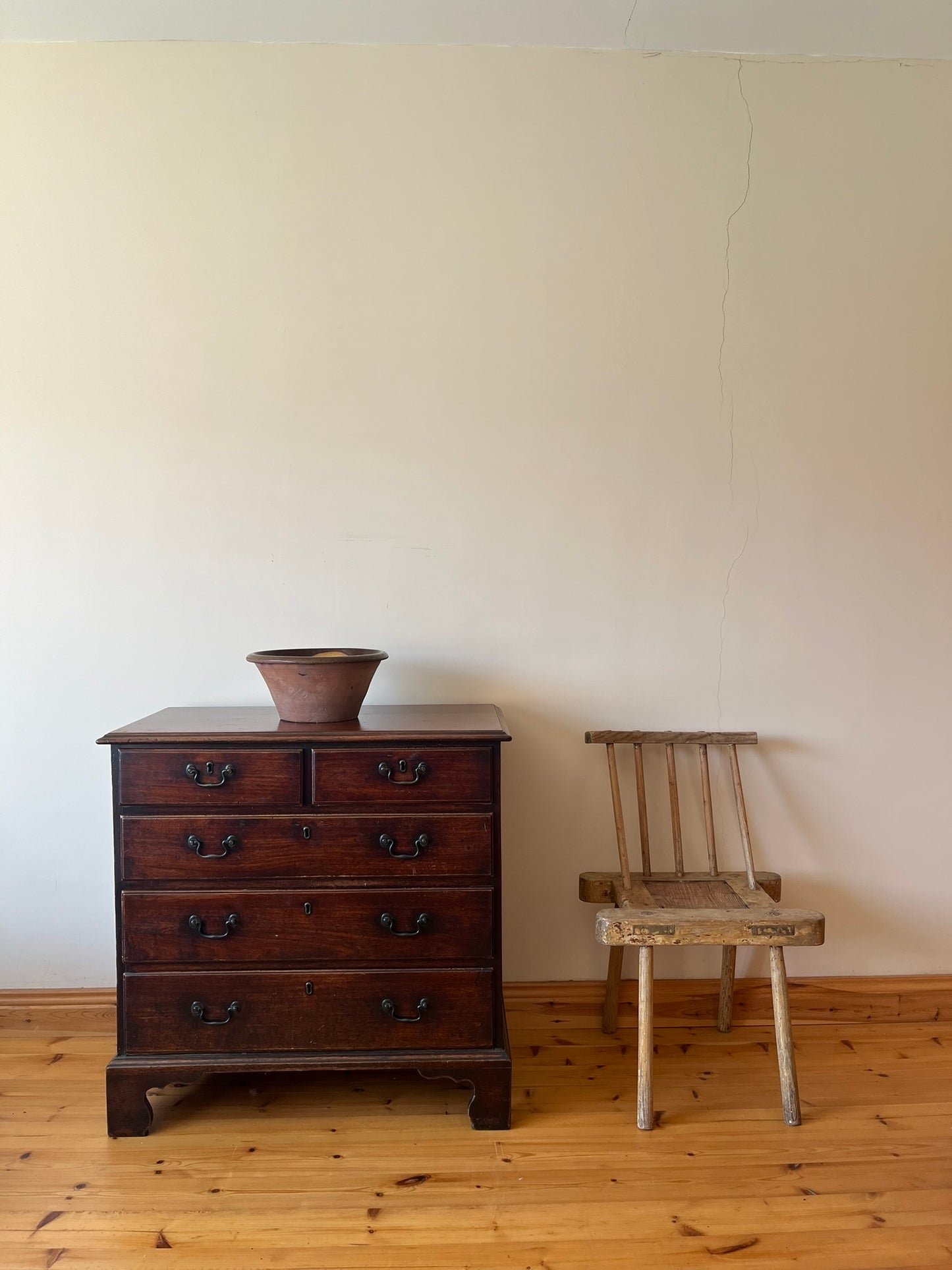 Untouched 18th century mahogany chest of drawers.