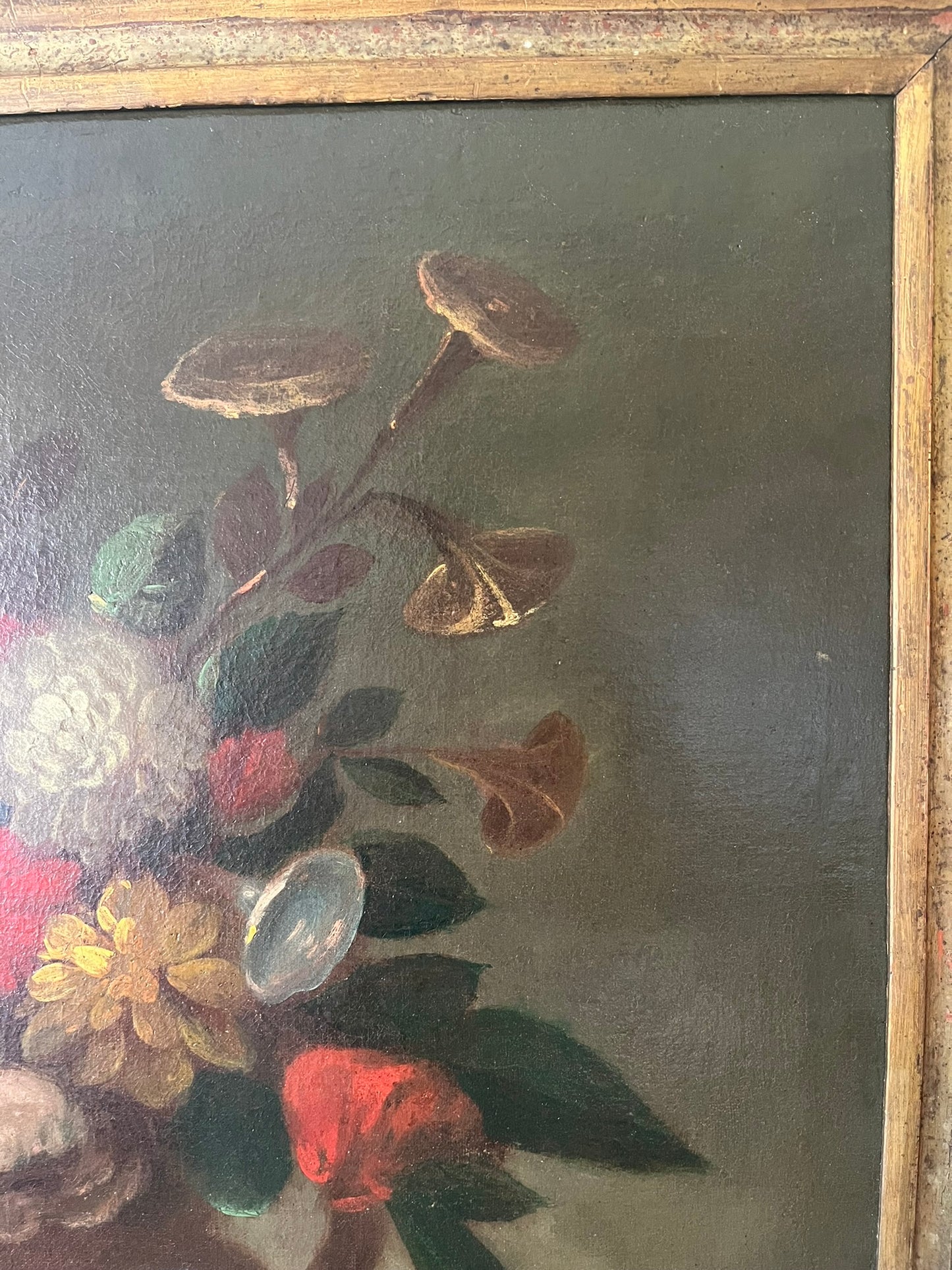 Large oil on canvas, still life of flowers, Dutch school, 17th/18th century.