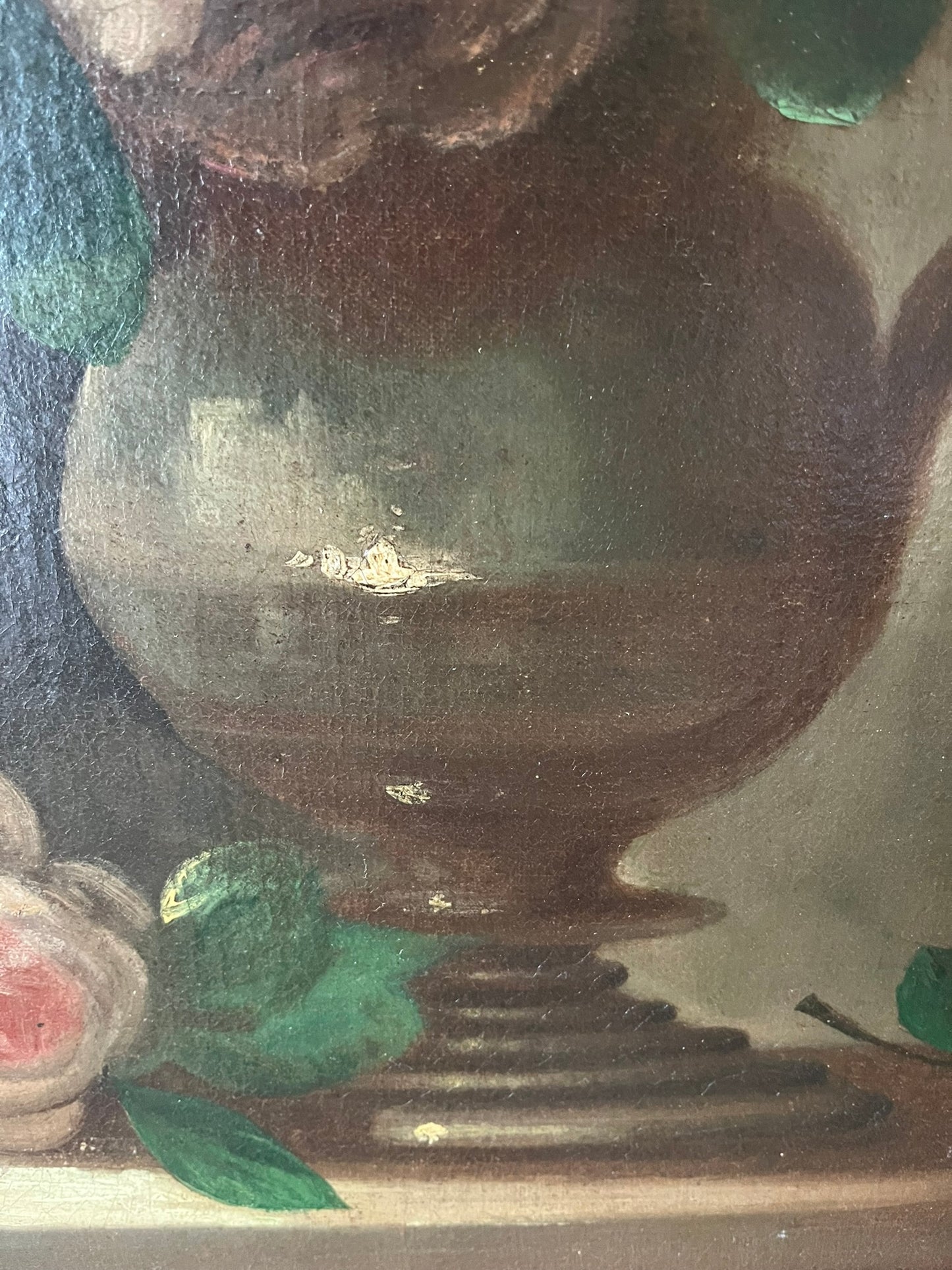 Large oil on canvas, still life of flowers, Dutch school, 17th/18th century.