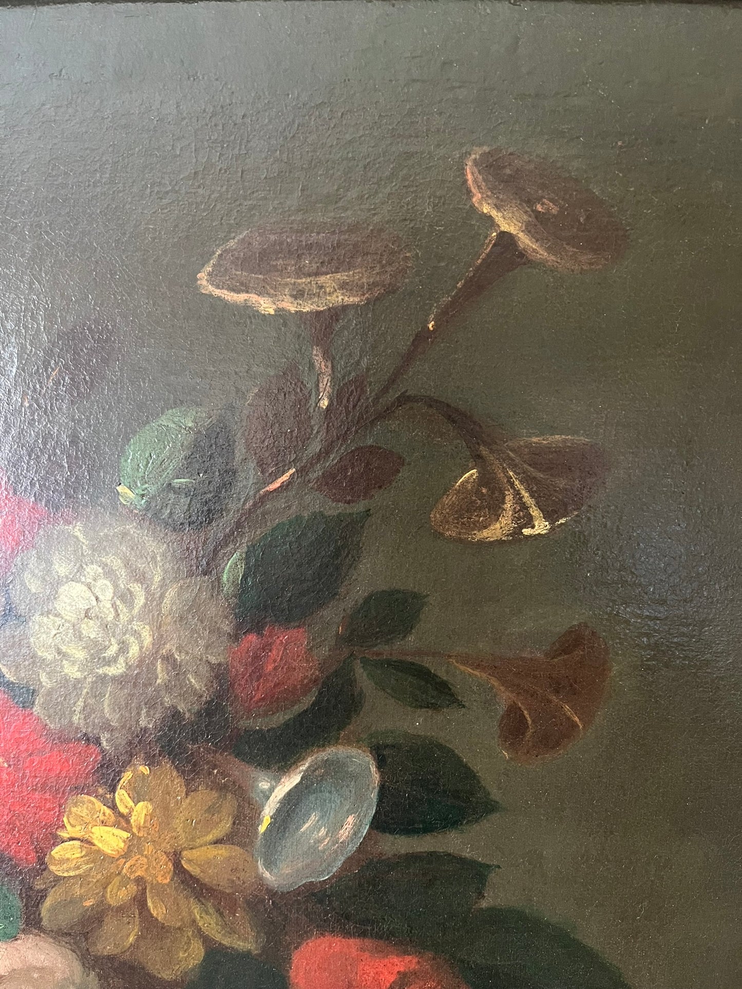 Large oil on canvas, still life of flowers, Dutch school, 17th/18th century.