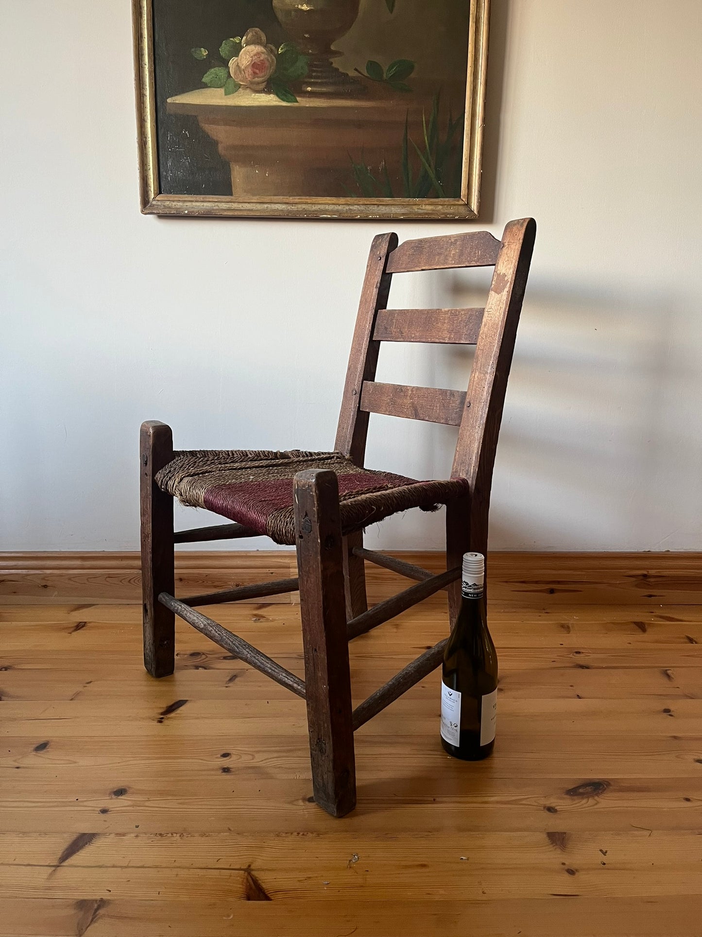Untouched 19th century Irish vernacular sugan chair.