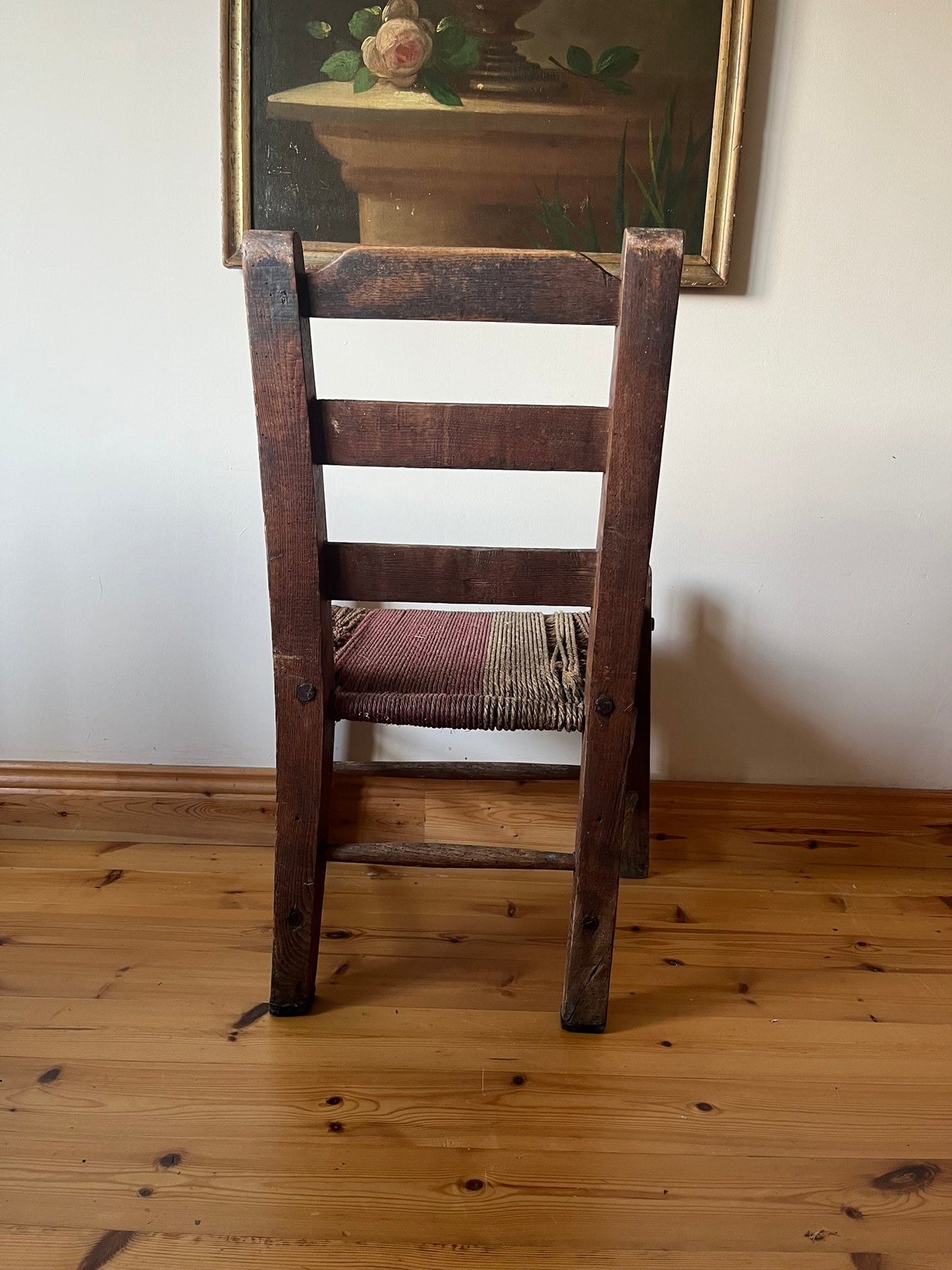 Untouched 19th century Irish vernacular sugan chair.
