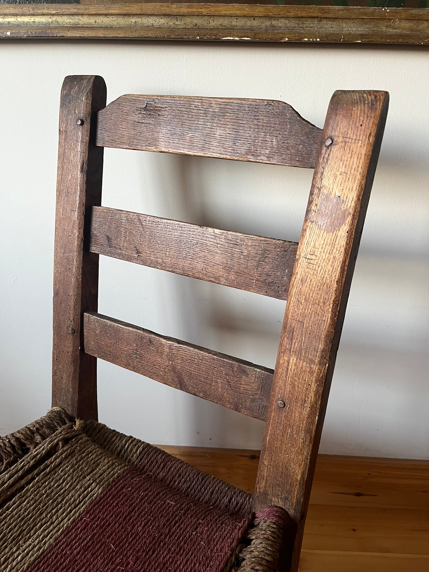Untouched 19th century Irish vernacular sugan chair.