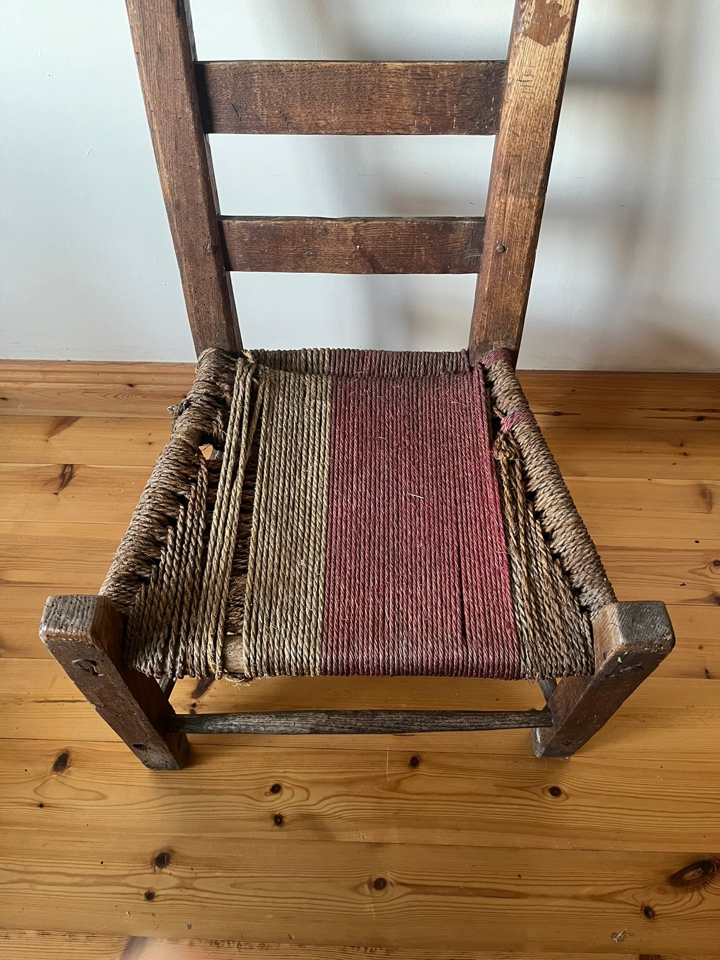 Untouched 19th century Irish vernacular sugan chair.