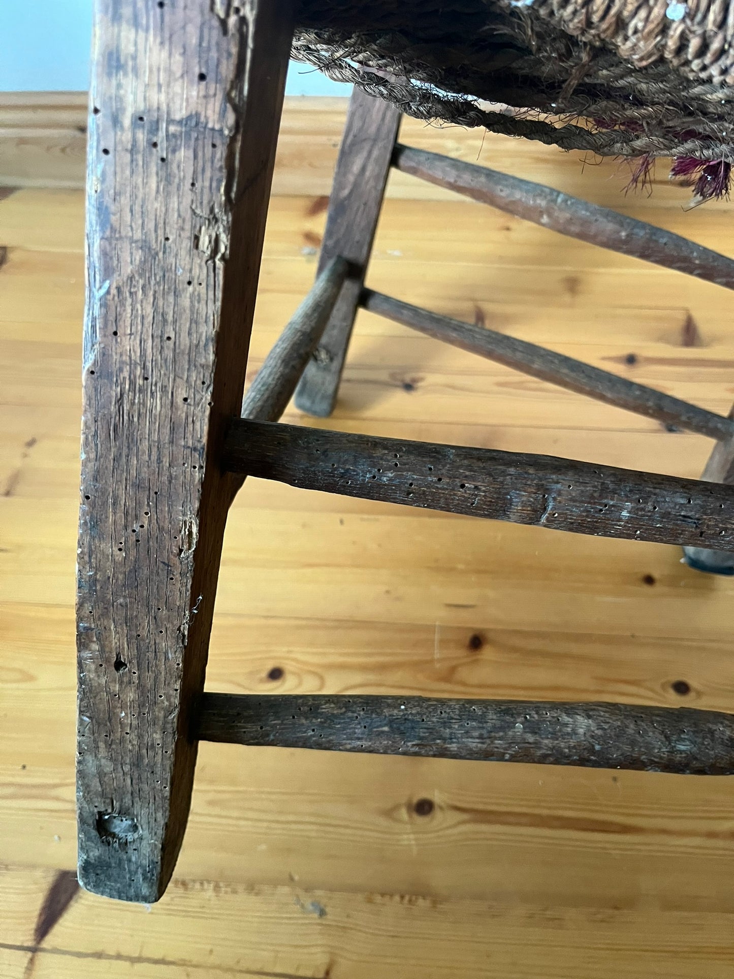Untouched 19th century Irish vernacular sugan chair.