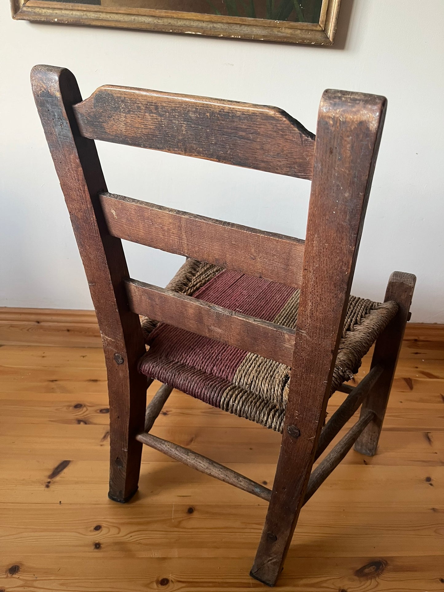 Untouched 19th century Irish vernacular sugan chair.