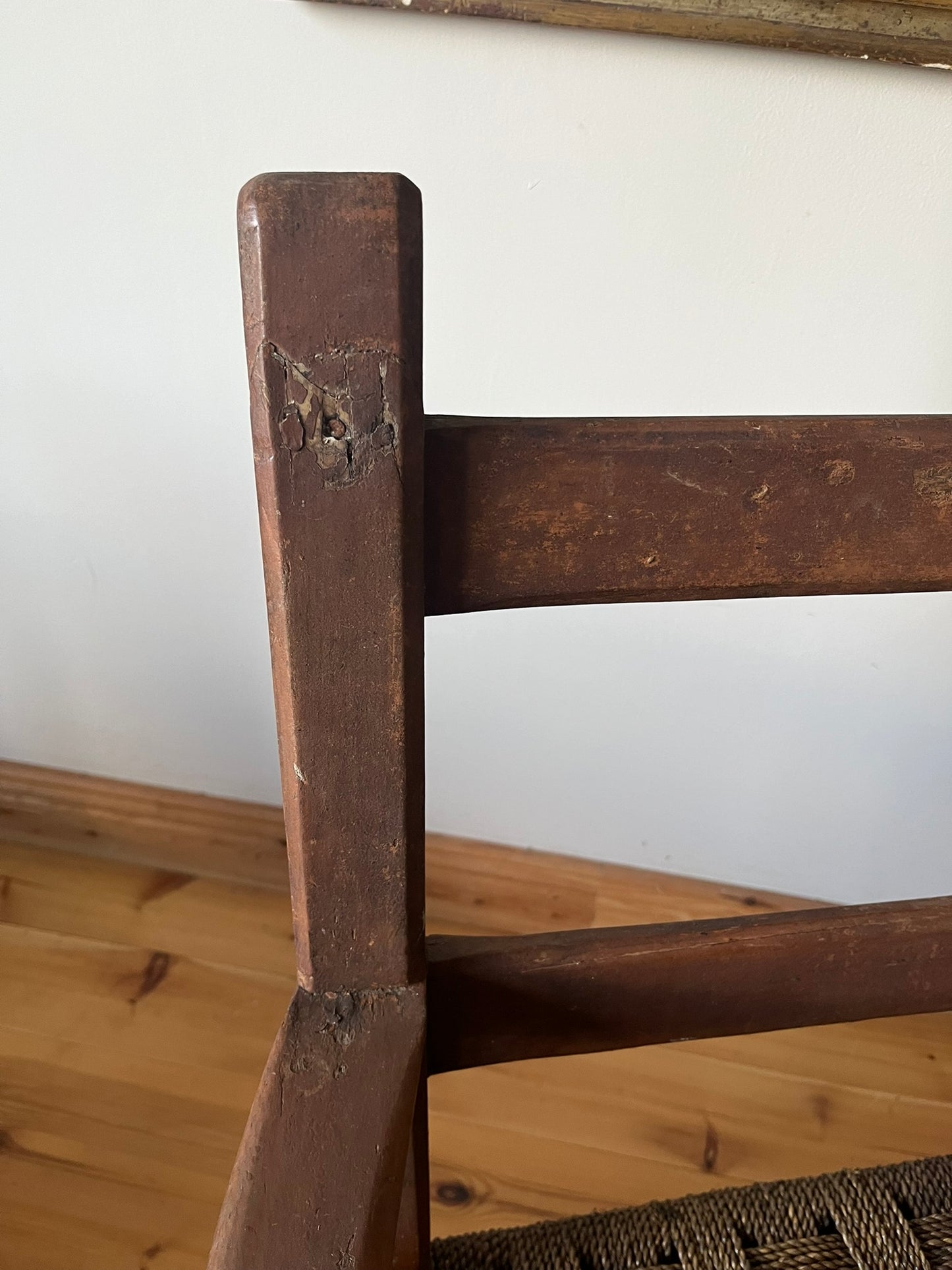 19th century Irish vernacular painted sugan armchair.