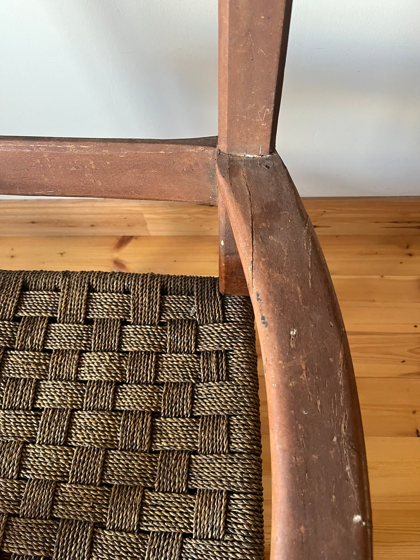 19th century Irish vernacular painted sugan armchair.