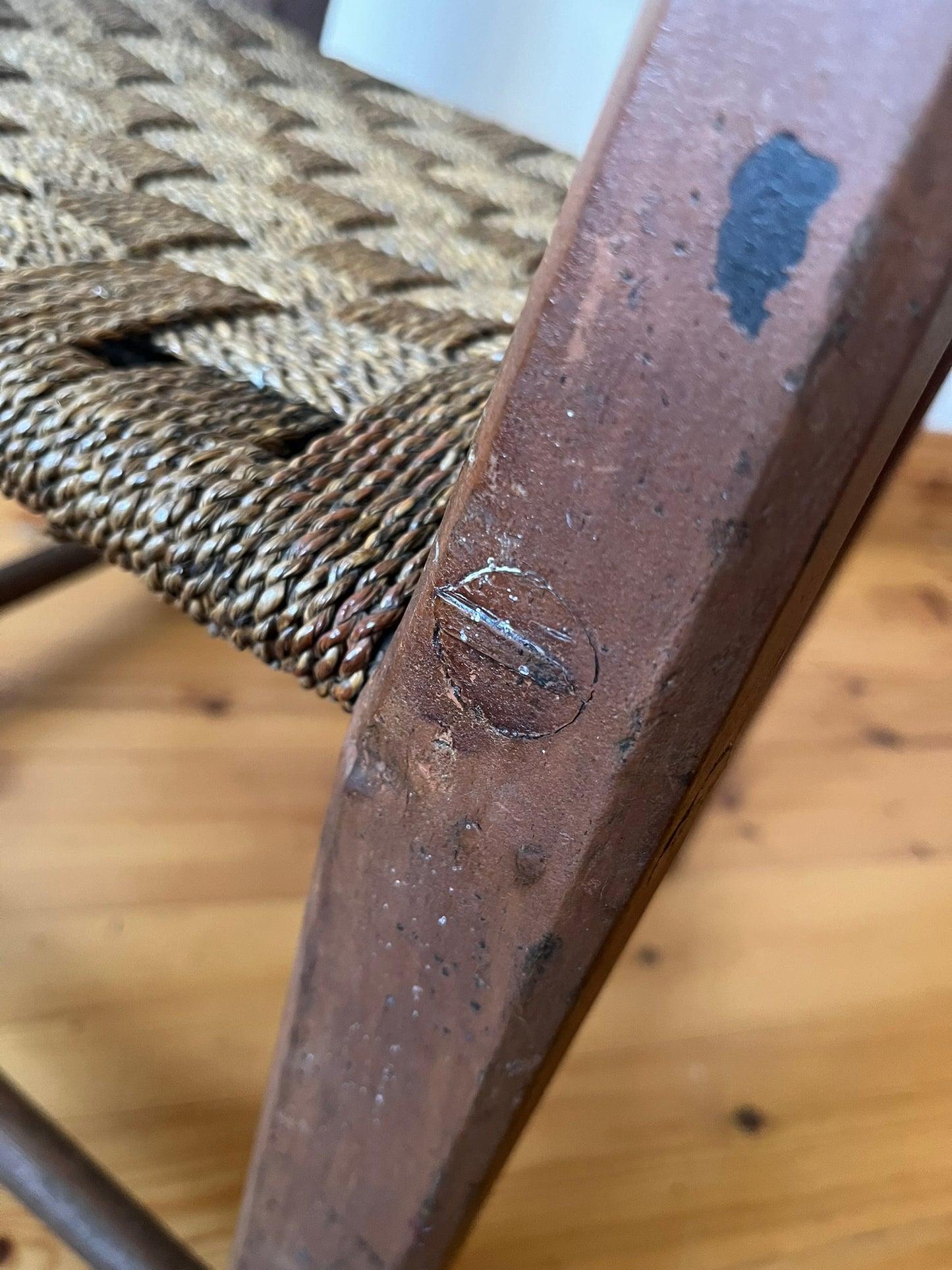 19th century Irish vernacular painted sugan armchair.