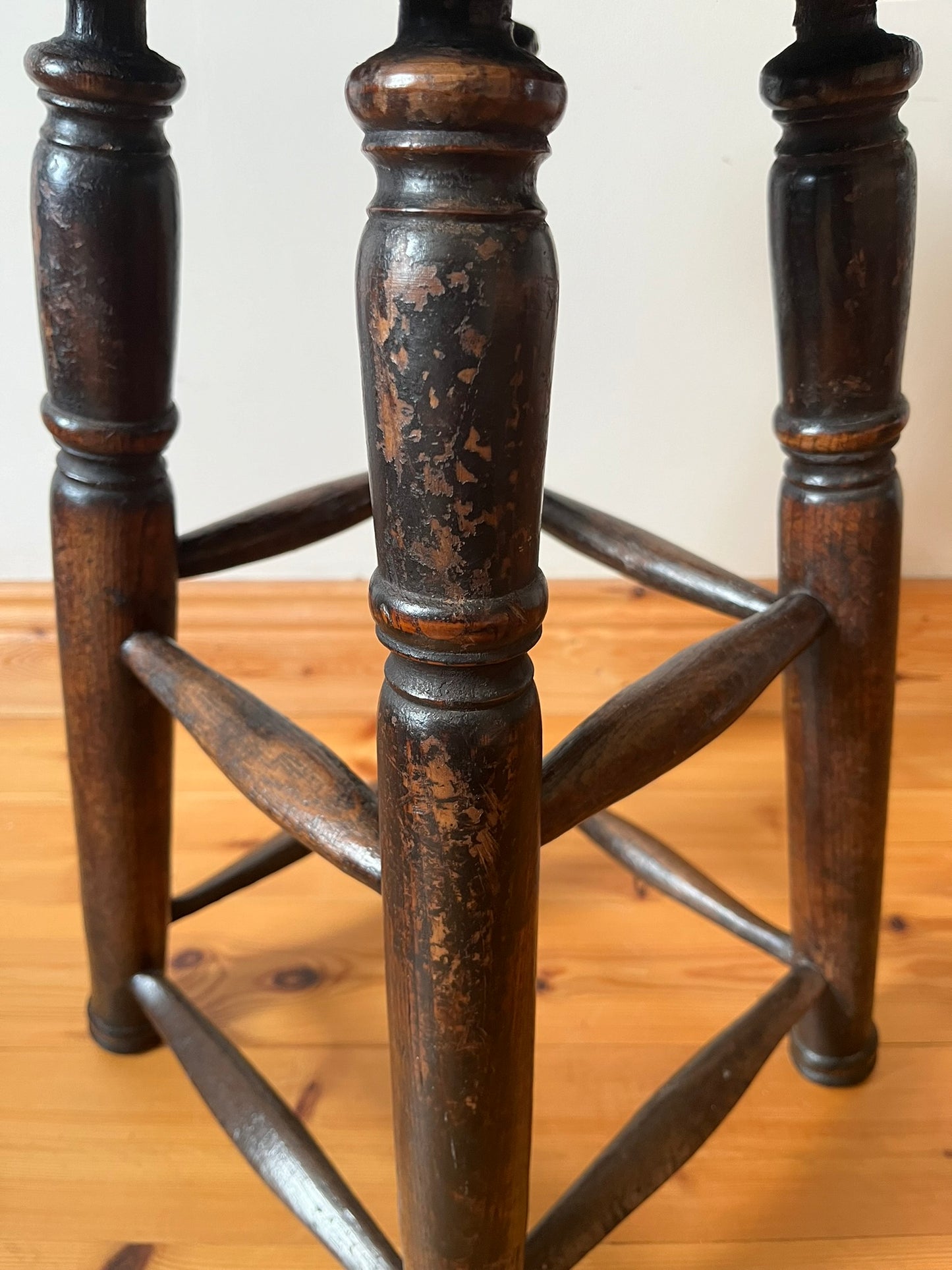 Oak and elm stool, early 20th century.