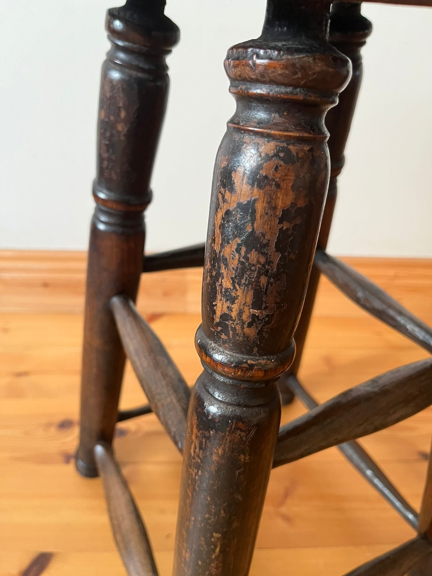 Oak and elm stool, early 20th century.