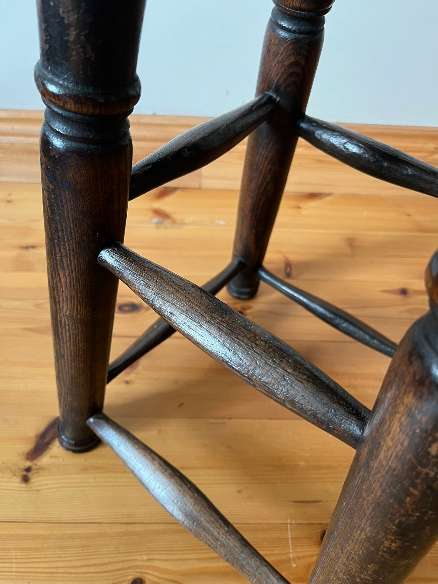 Oak and elm stool, early 20th century.
