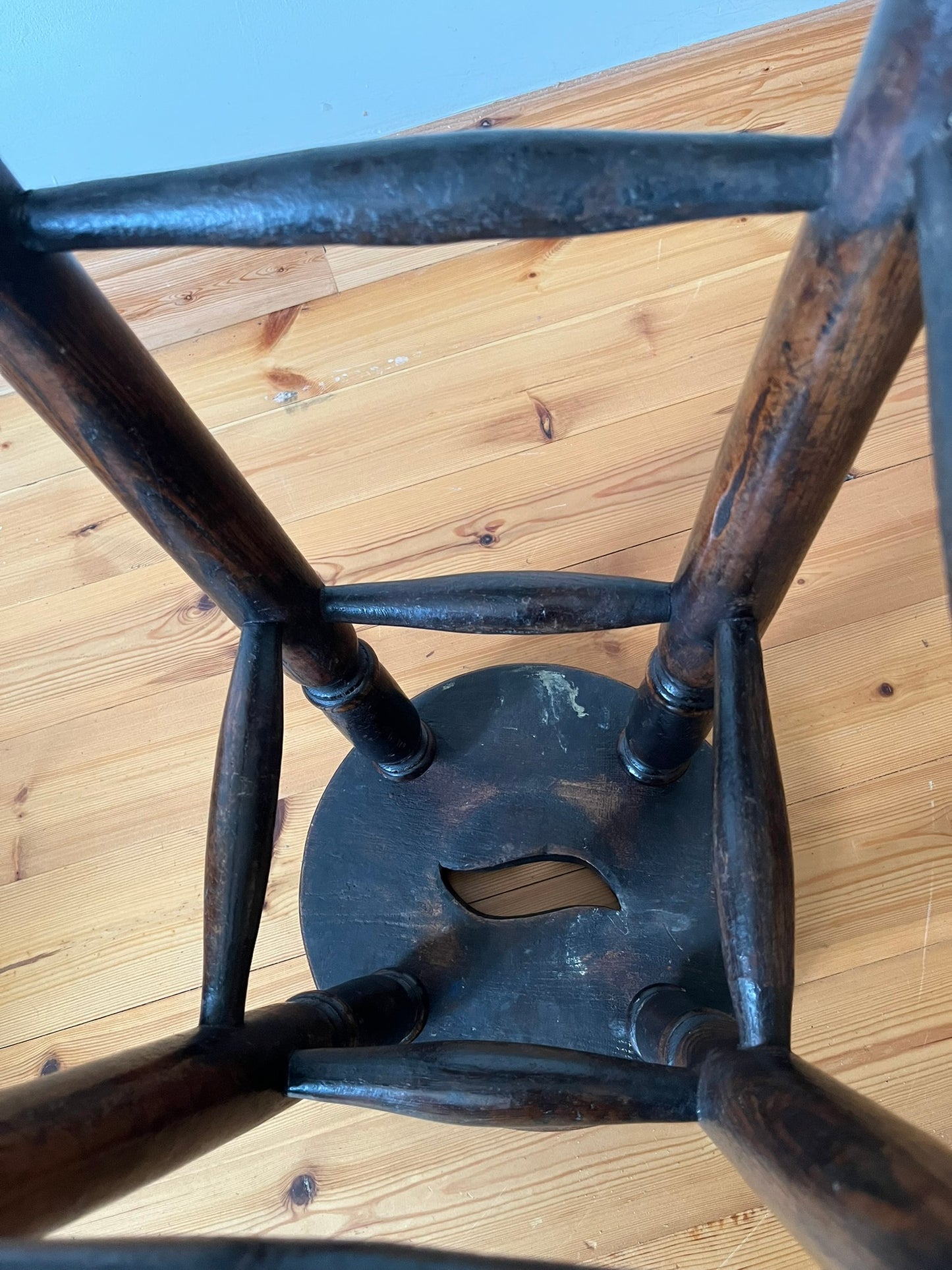 Oak and elm stool, early 20th century.