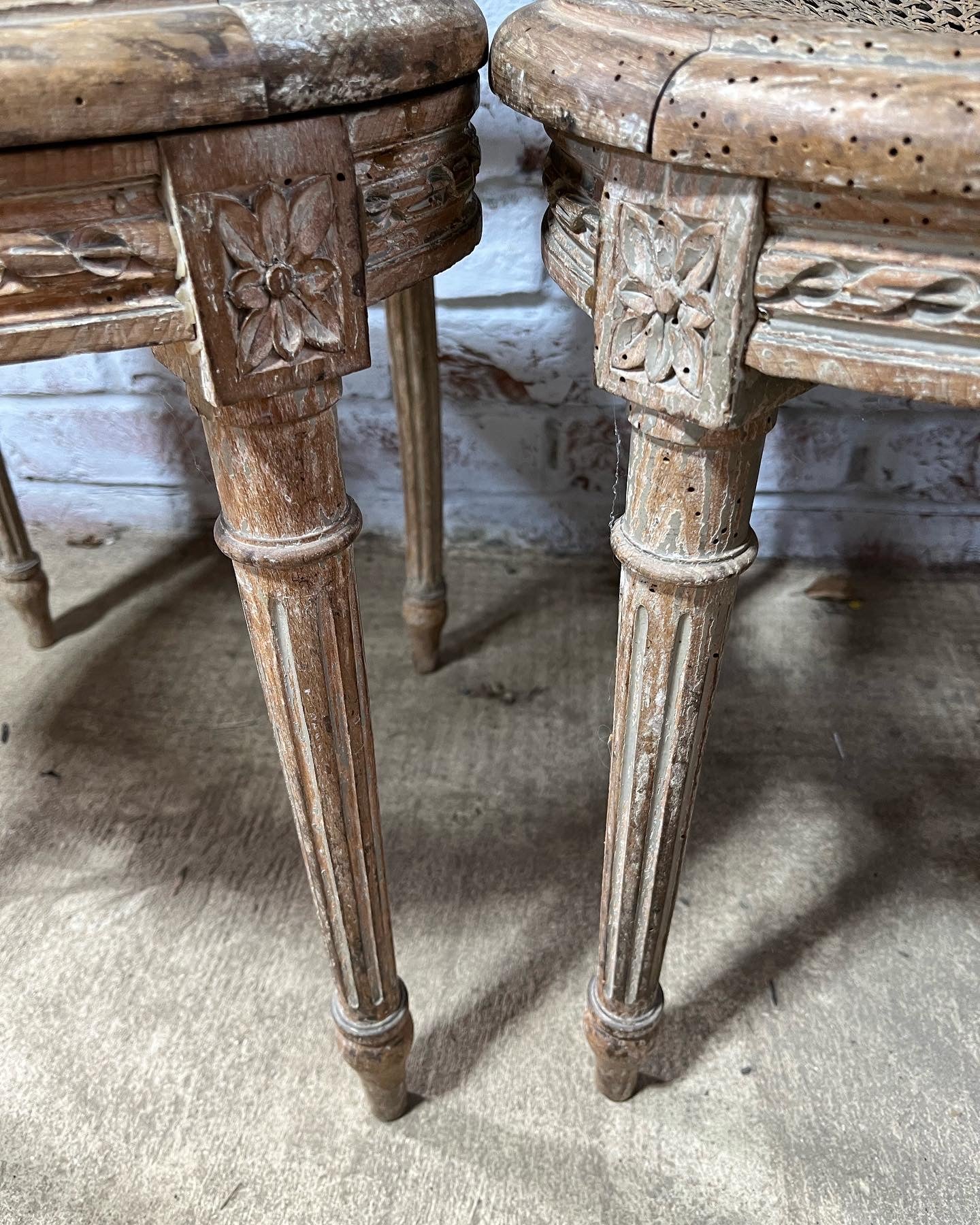 Pair of late 19th century French lyre-back side chairs.