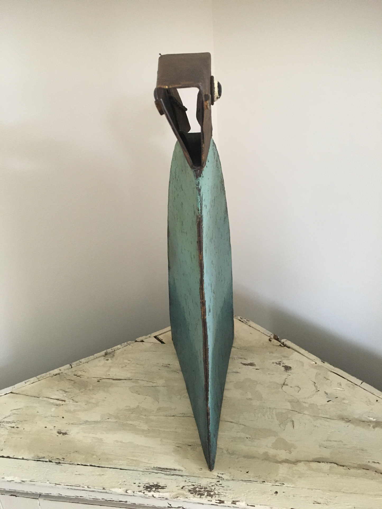 Large decorative rustic metal rabbit sculpture
