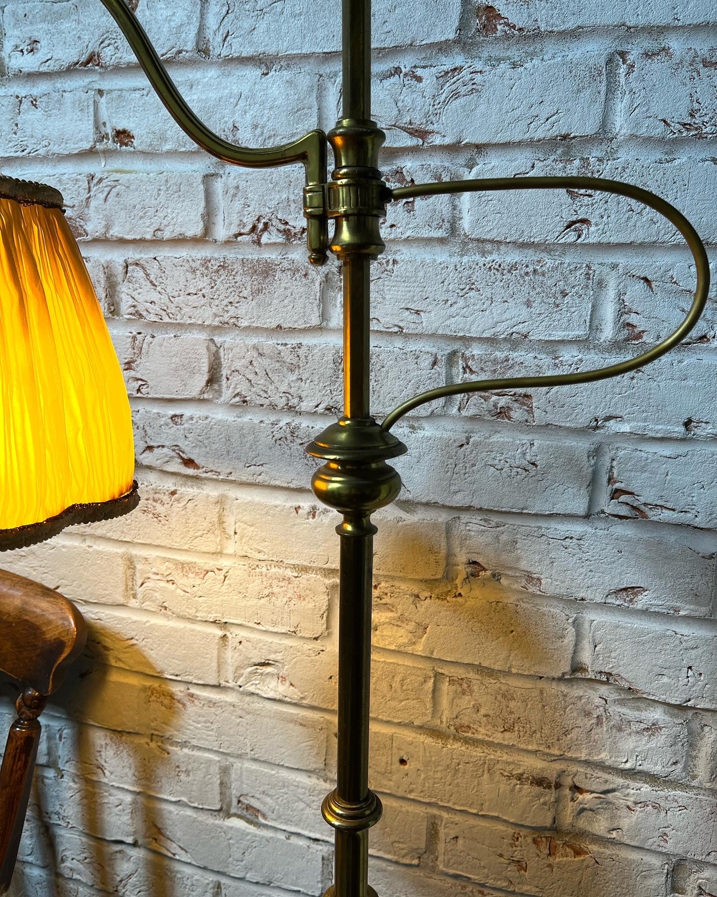 Early 20th century brass adjustable standard lamp or reading lamp.