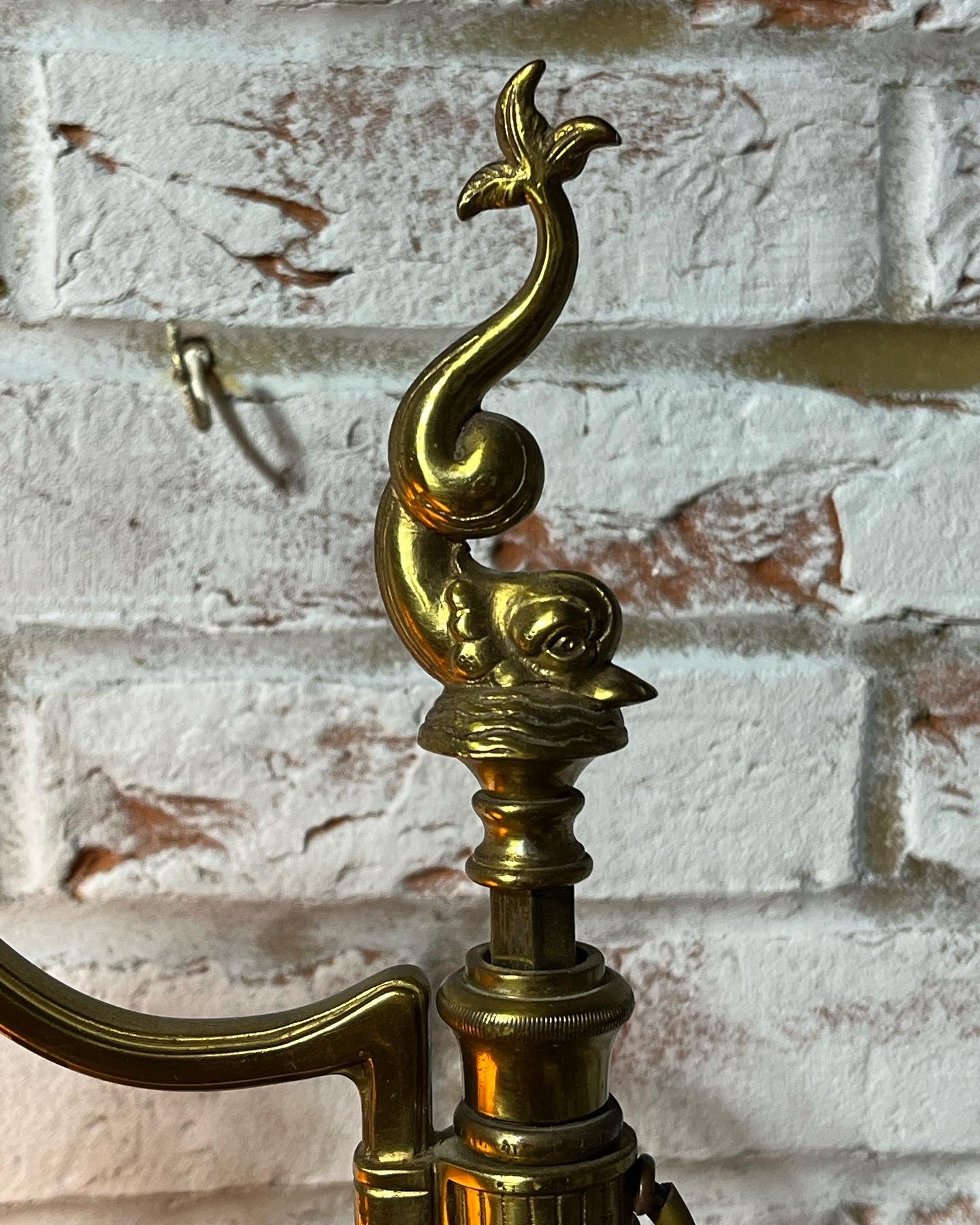 Early 20th century brass adjustable standard lamp or reading lamp.