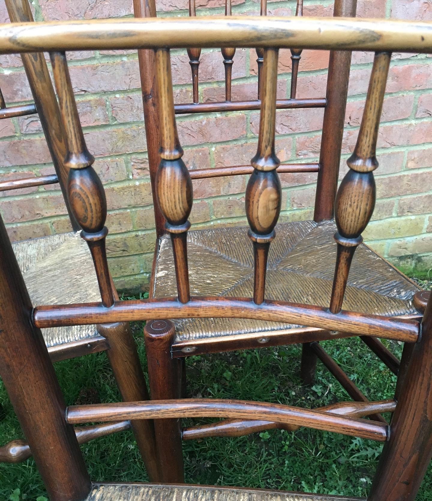 Five 19th century oak and ash dining chairs.