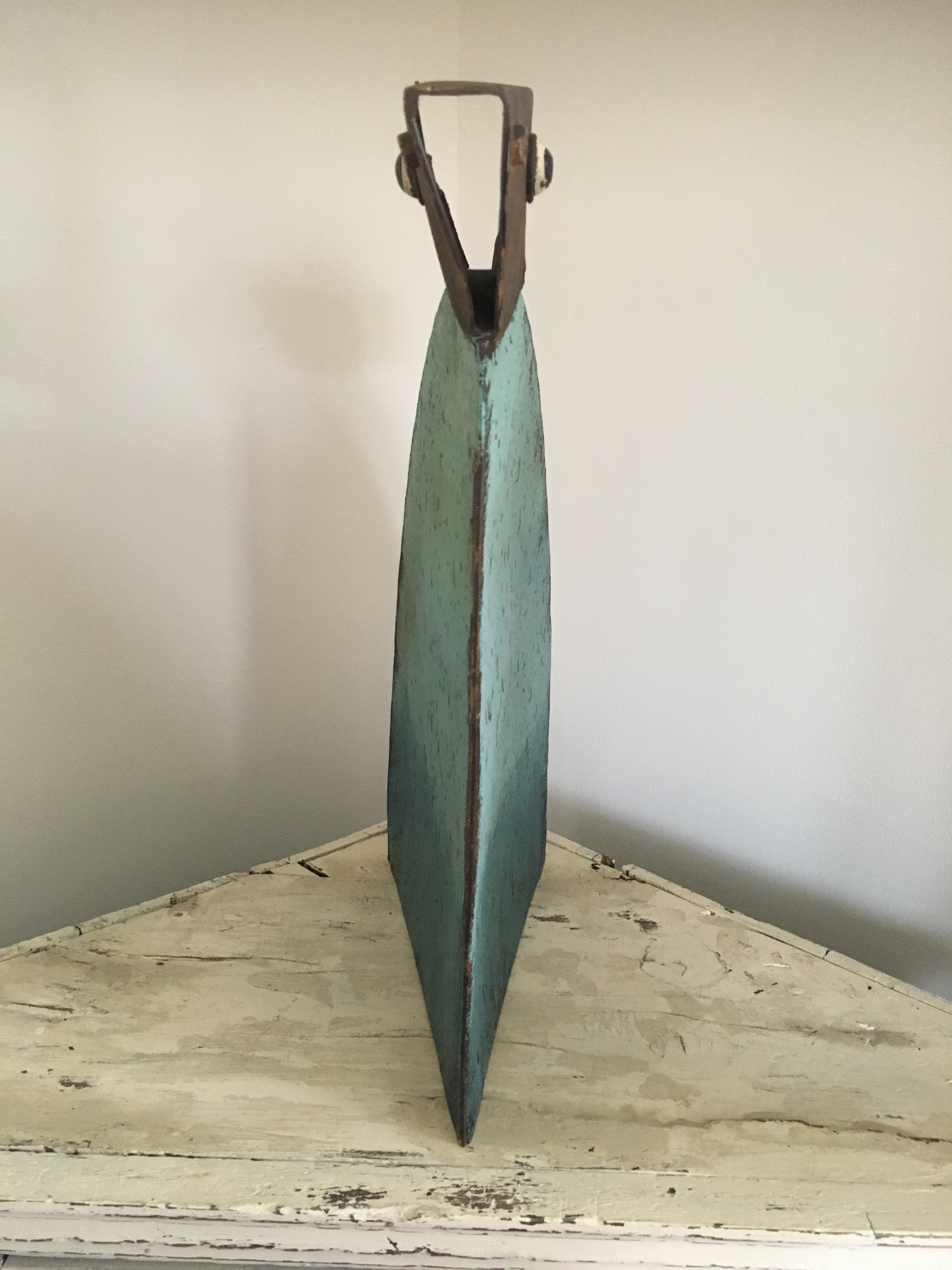 Large decorative rustic metal rabbit sculpture