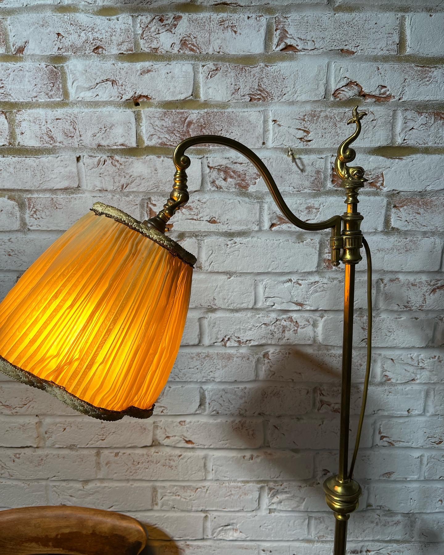 Early 20th century brass adjustable standard lamp or reading lamp.