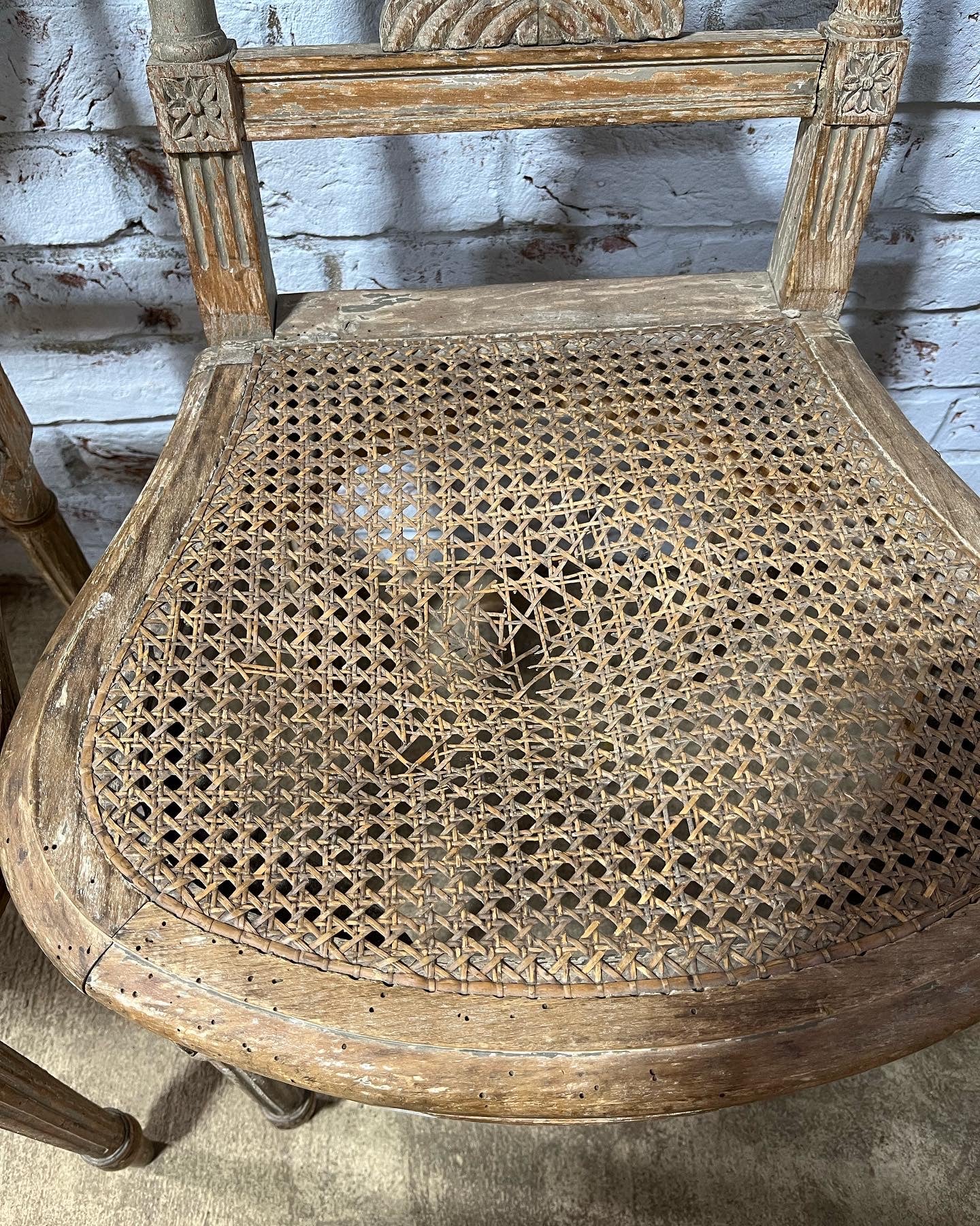 Pair of late 19th century French lyre-back side chairs.