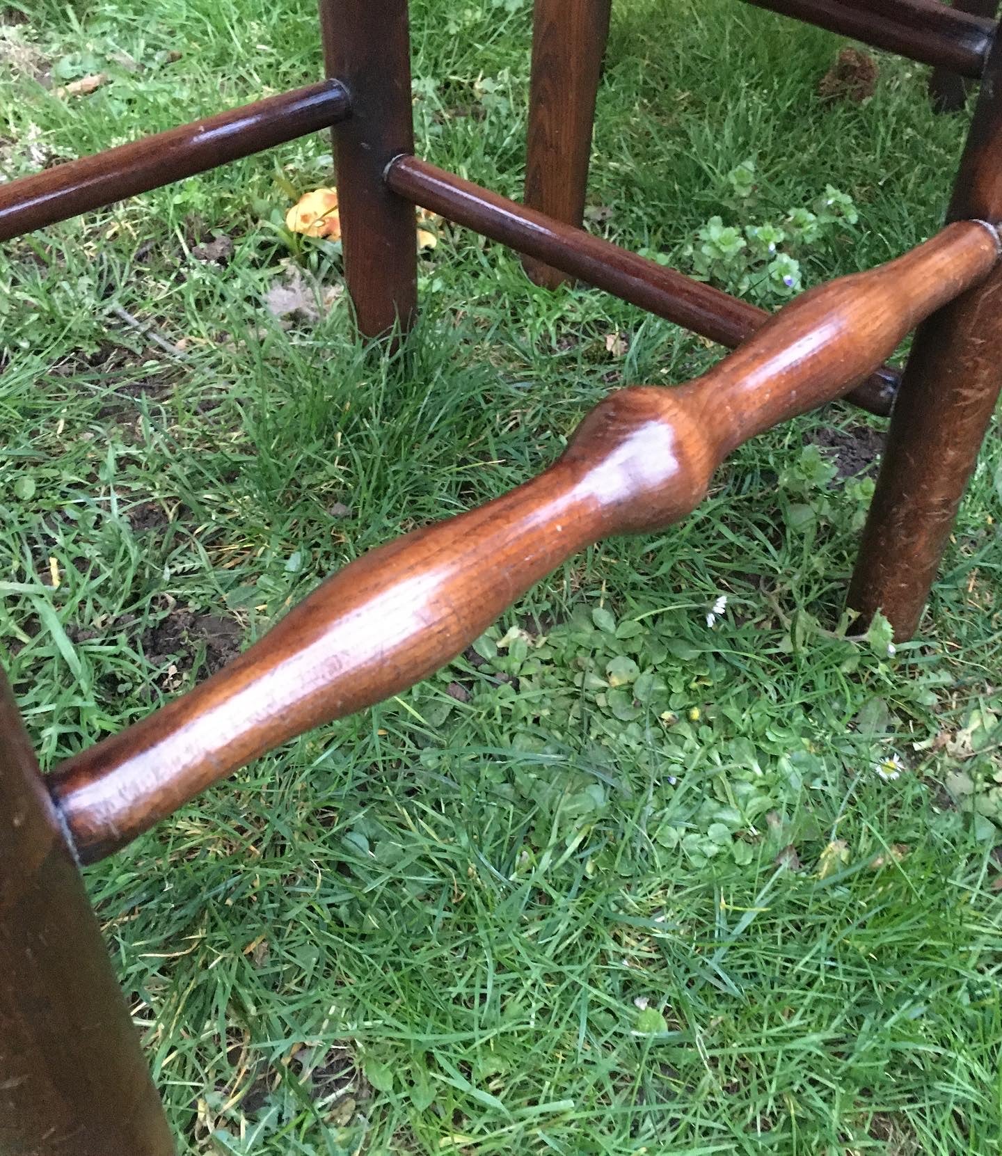 Five 19th century oak and ash dining chairs.