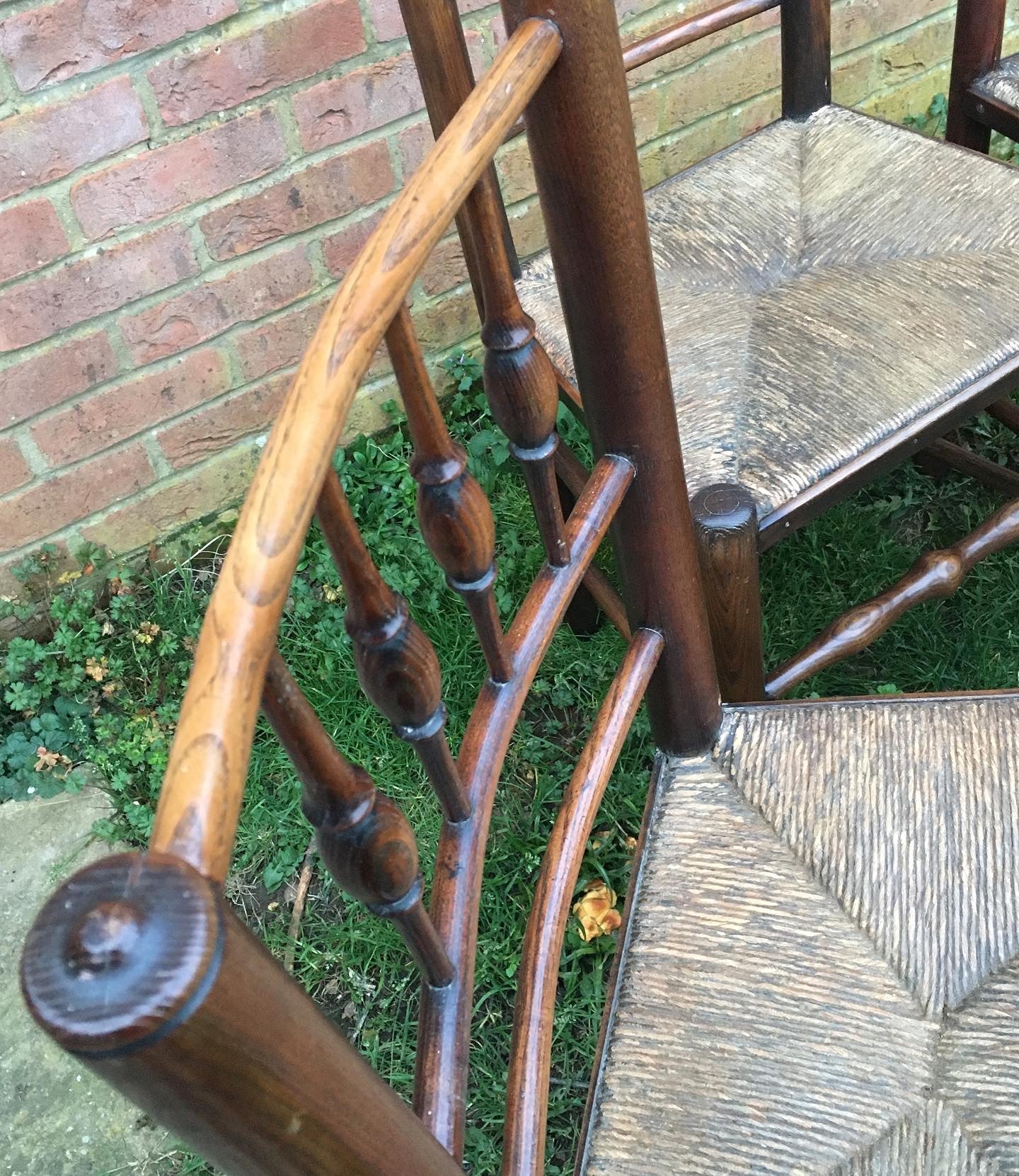 Five 19th century oak and ash dining chairs.