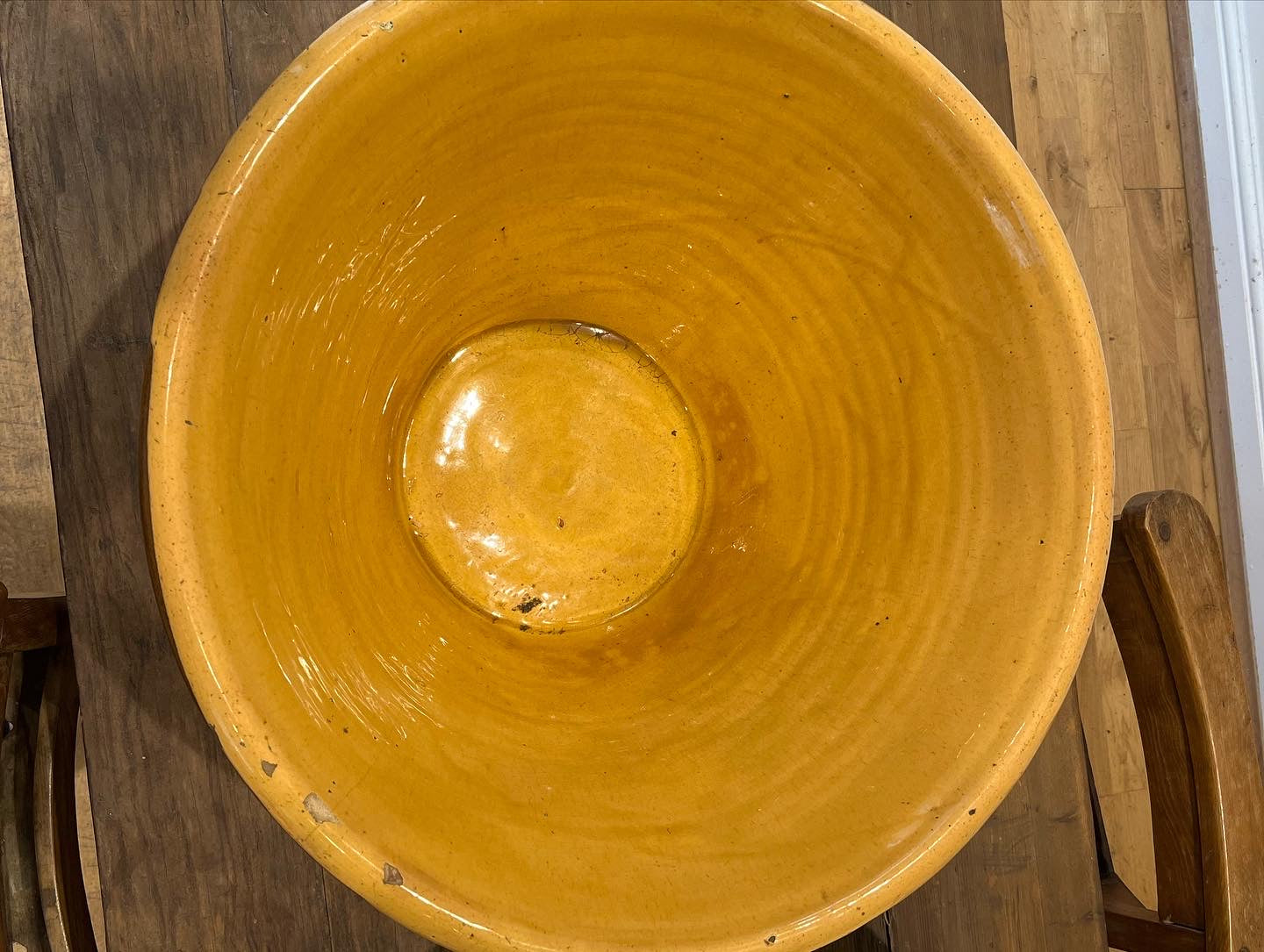 Huge slipware dairy bowl (or proofing bowl or pancheon bowl).