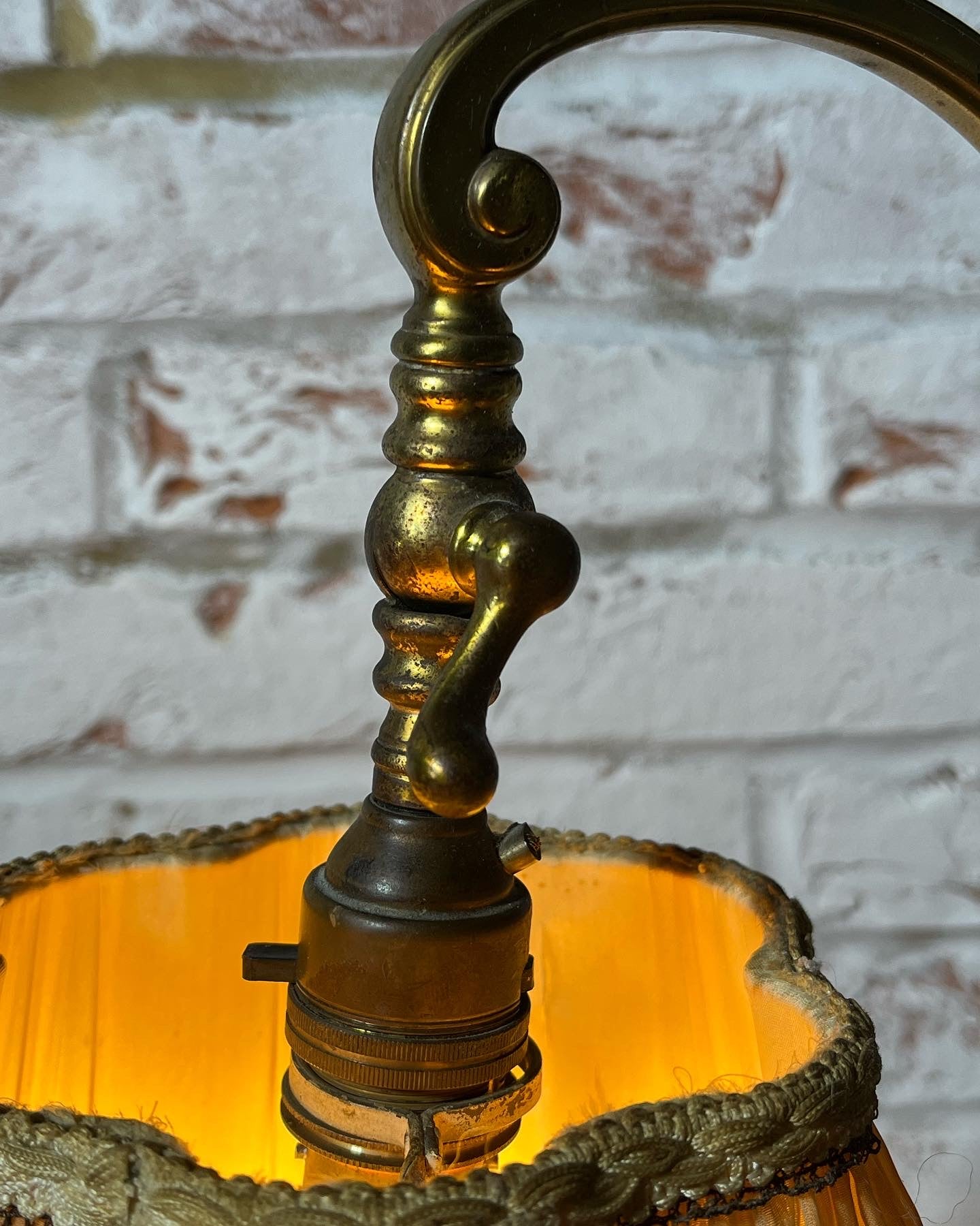 Early 20th century brass adjustable standard lamp or reading lamp.
