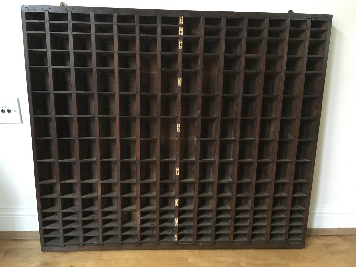 Industrial wooden storage pigeon holes