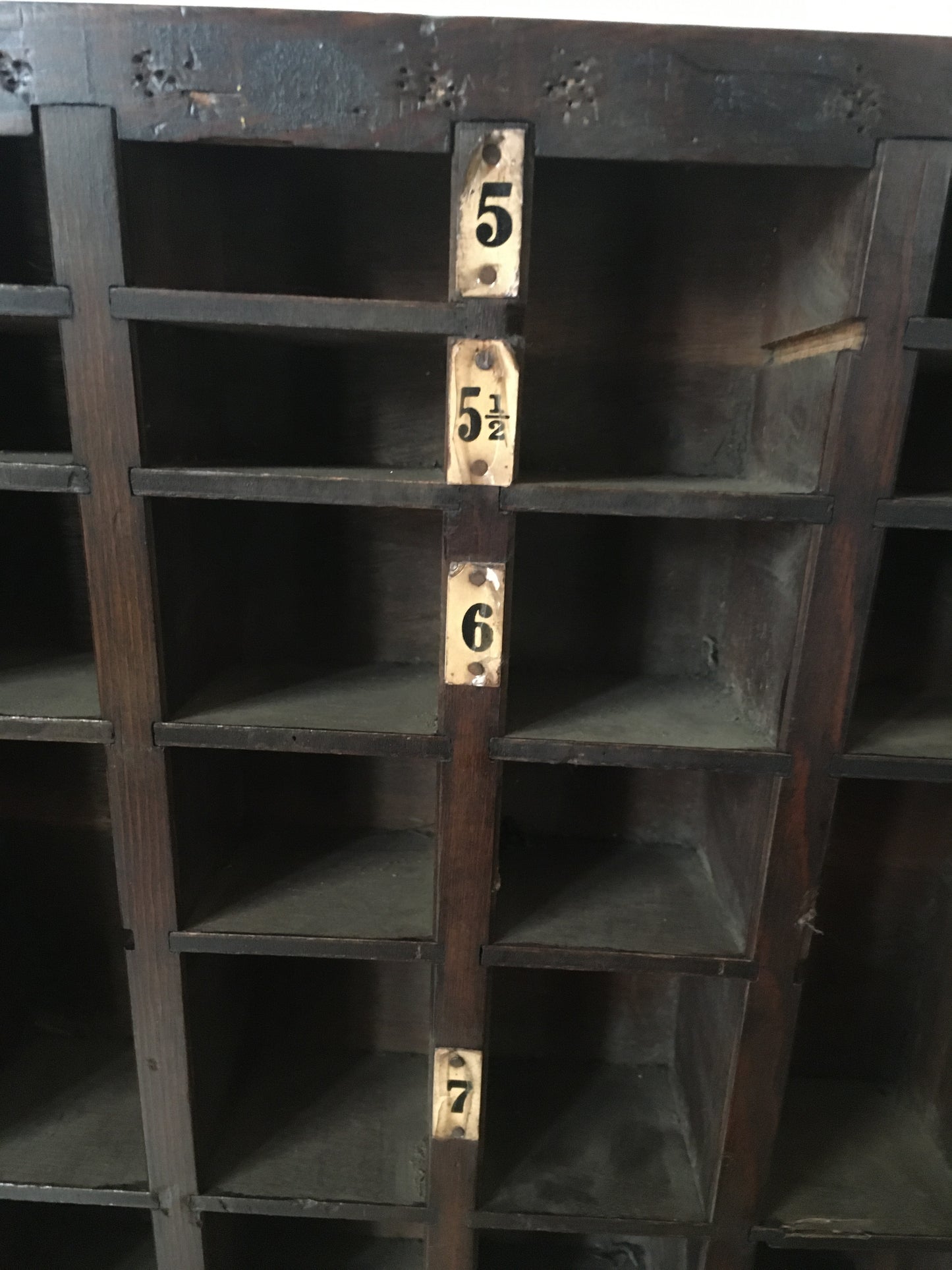 Industrial wooden storage pigeon holes