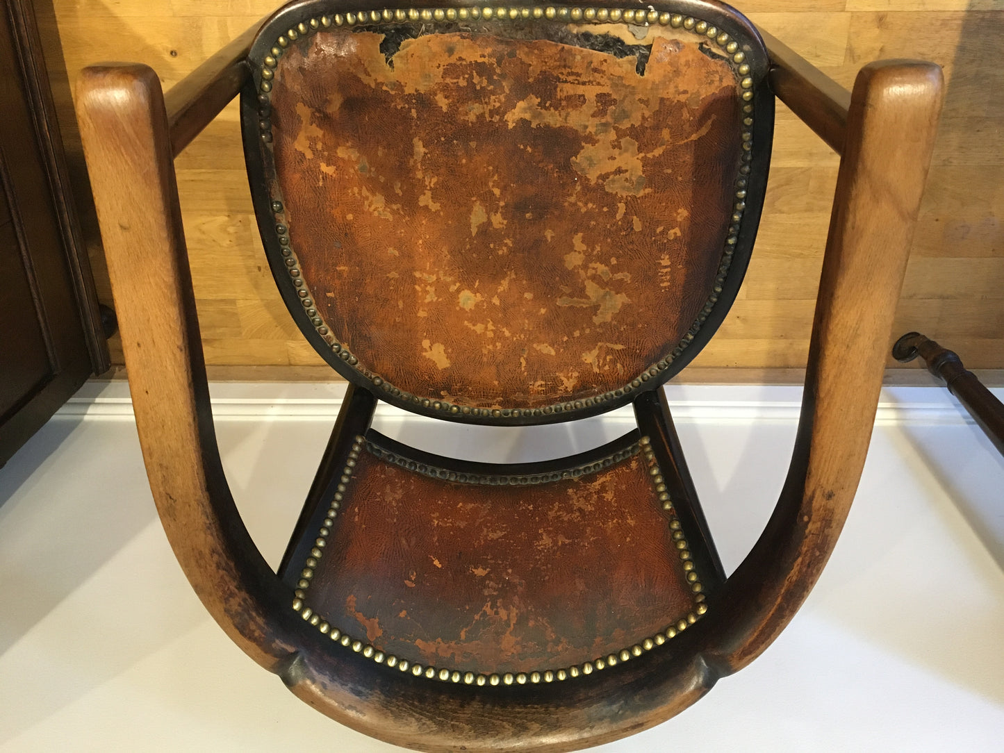 Rare Thonet tub chair/armchair with rexine seat and back