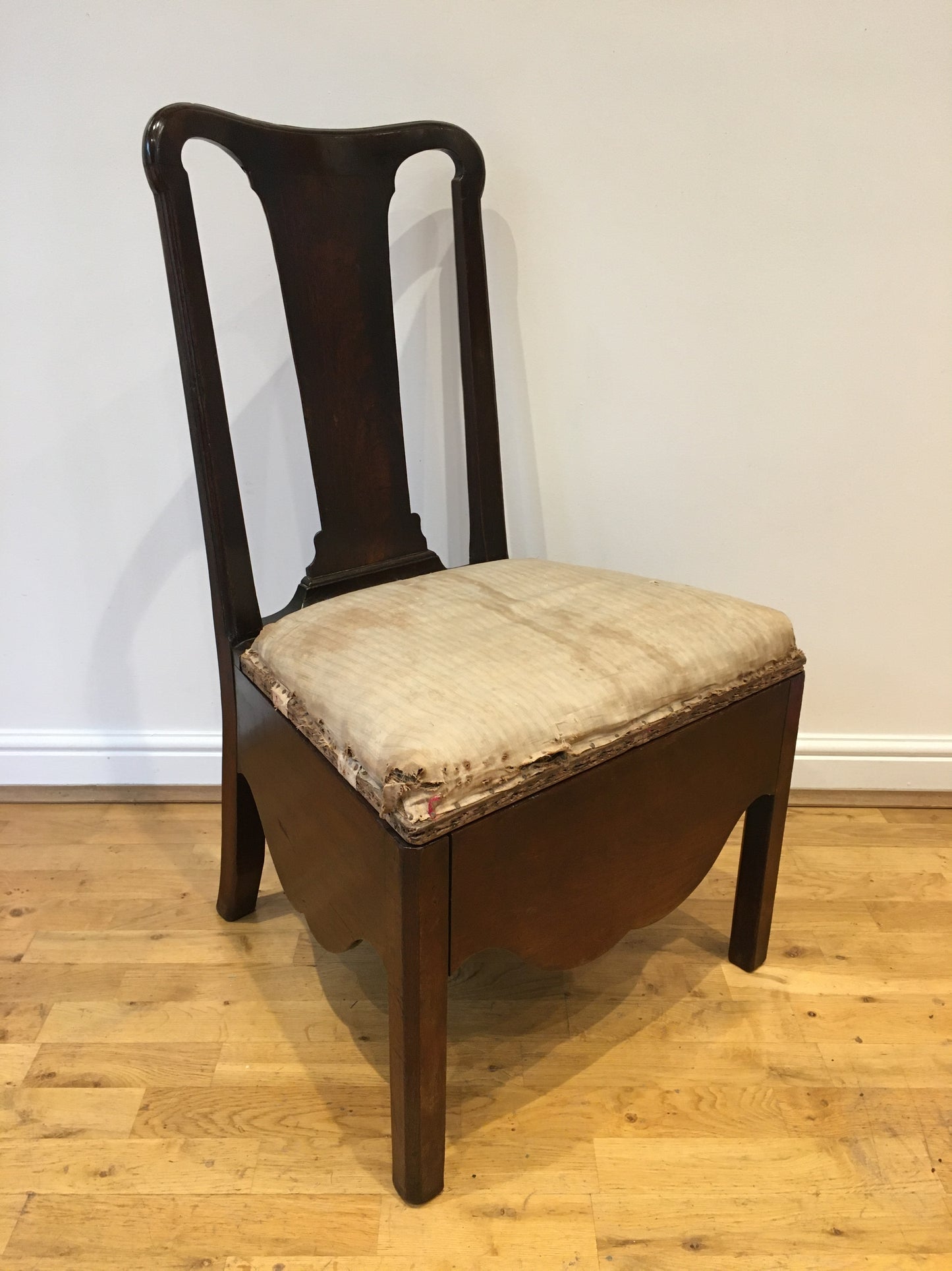 18th-century mahogany side chair/commode.