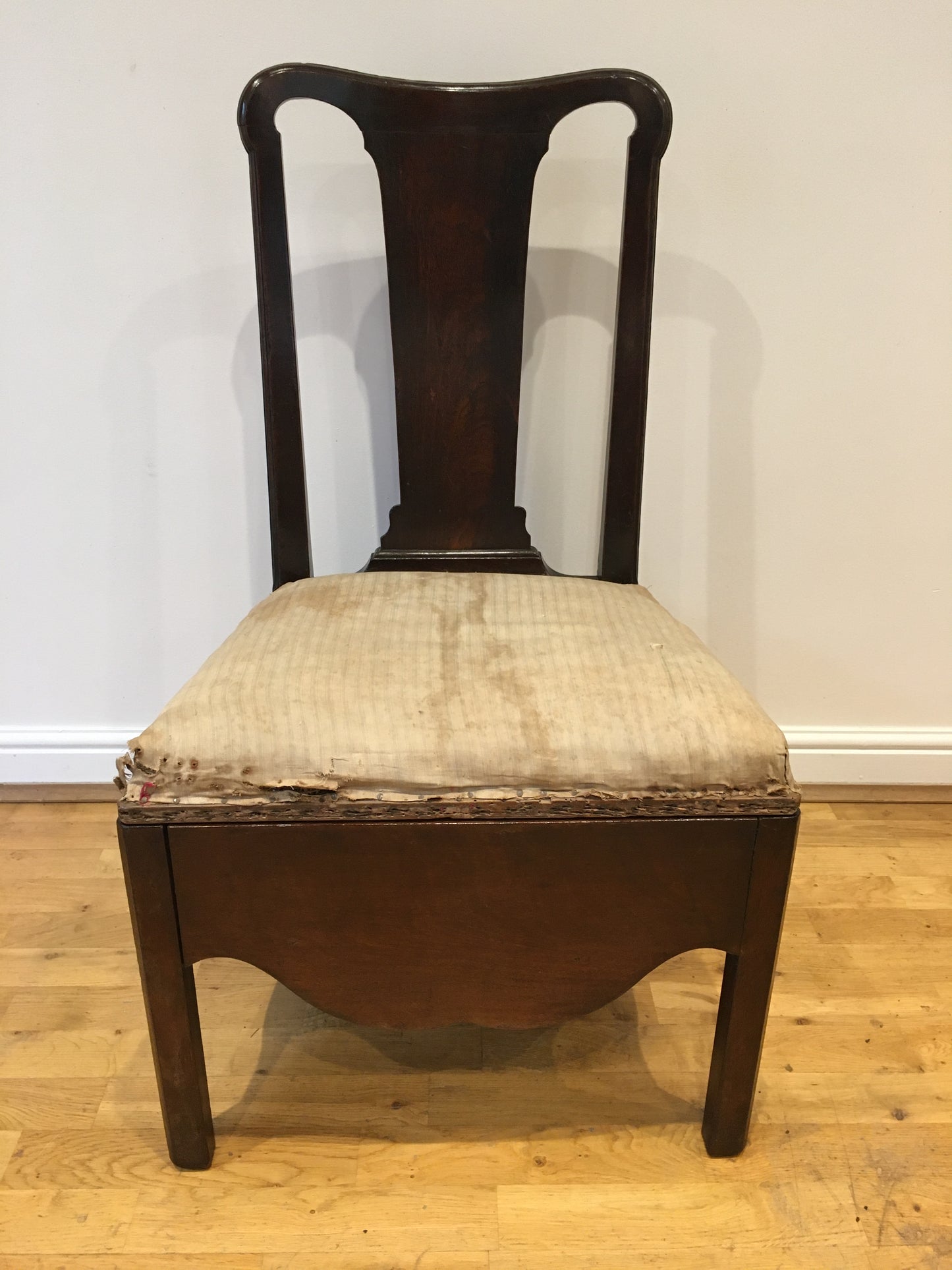 18th-century mahogany side chair/commode.